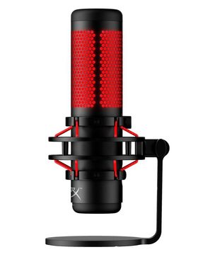 HyperX Streaming-Mikrofon QuadCast, vibrations- und stoßgeschützte Halterung, Stummschalten durch Antippen