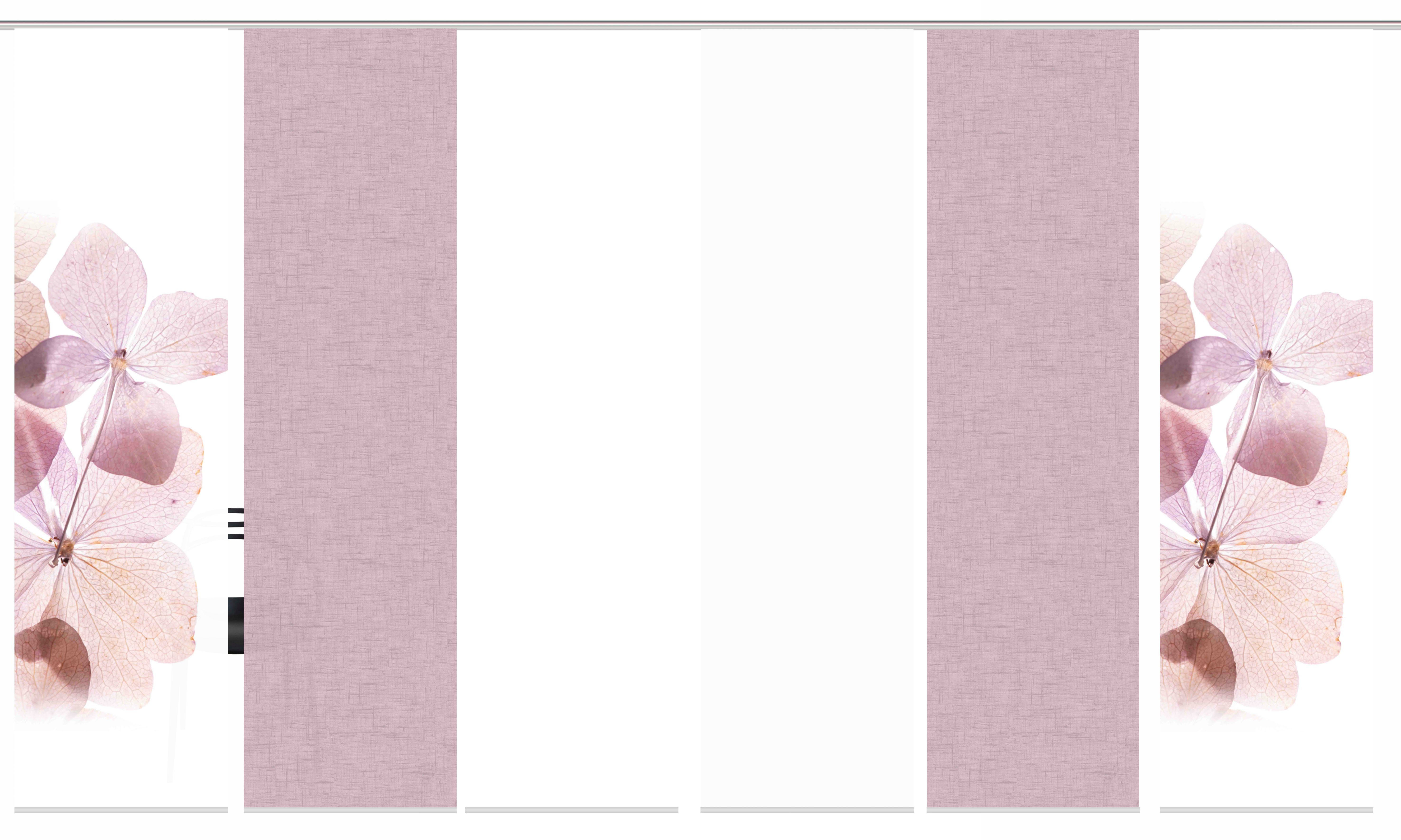 HOME WOHNIDEEN Schiebegardine BONITA 6er SET (6 St), Paneelwagen, blickdicht, Schiebevorhang Digidruck 6er Set BONITA