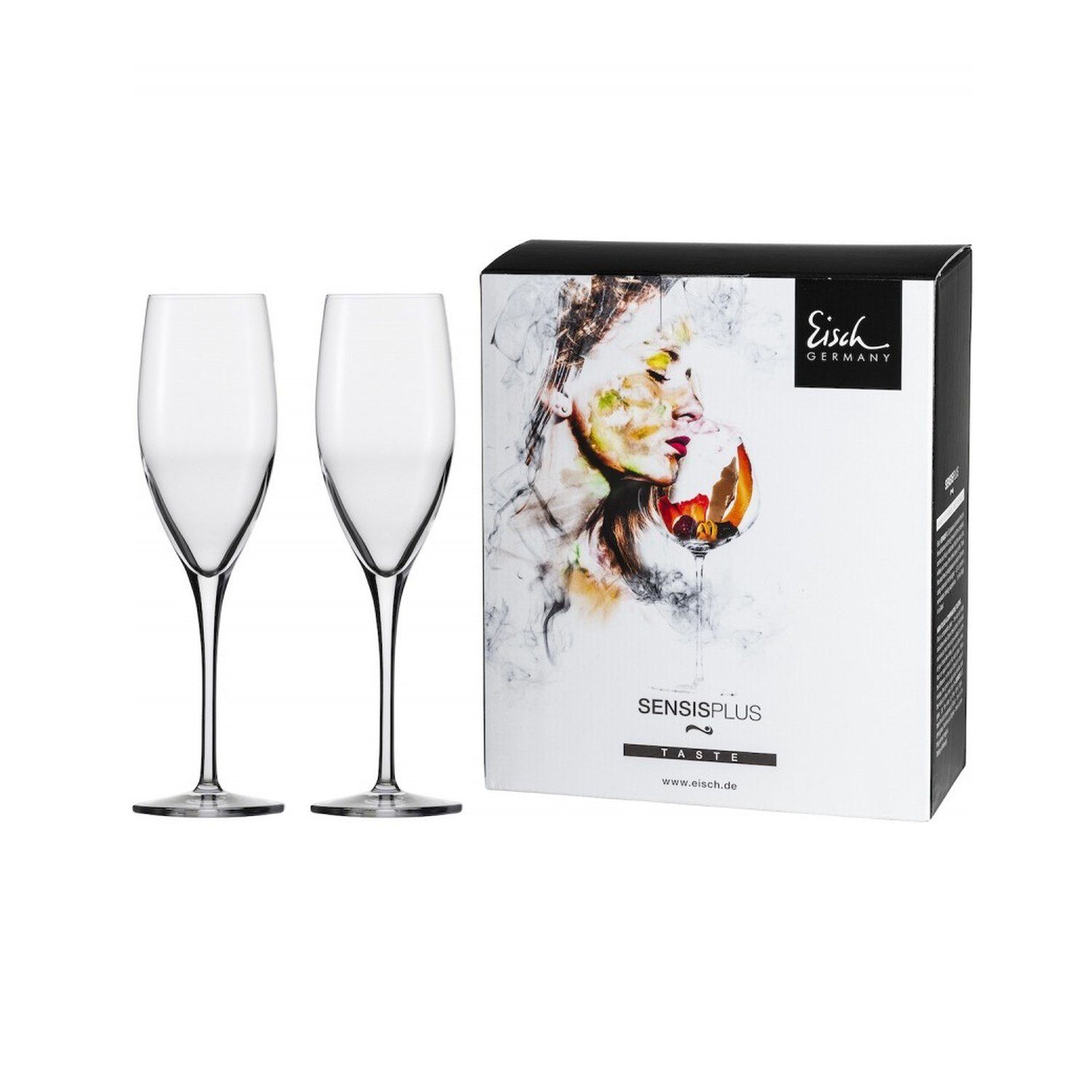 2er hochwertigem Maschinell gefertigt Eisch aus Superior Champagnerglas Kristallglas, Geschenkkarton, SensisPlus Kristallglas