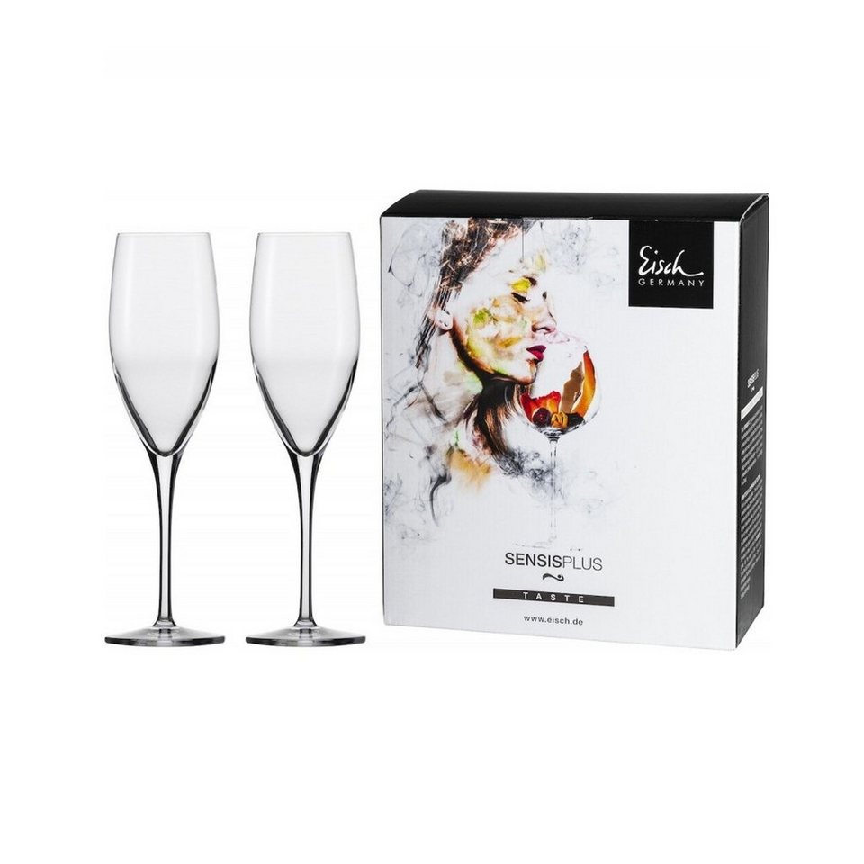Eisch Champagnerglas Superior SensisPlus 2er Geschenkkarton, Kristallglas,  Maschinell gefertigt aus hochwertigem Kristallglas