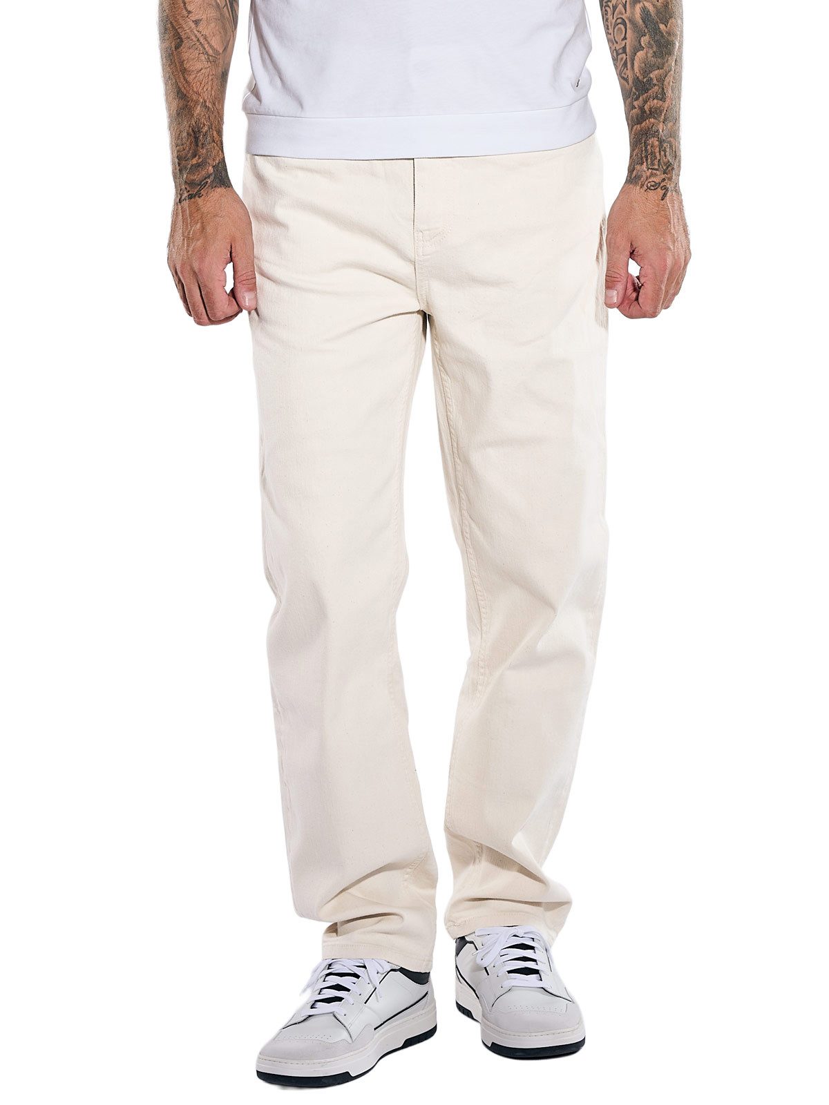 emilio adani Straight-Jeans Herren Jeans mit lässigem Schnitt, Reinweiss