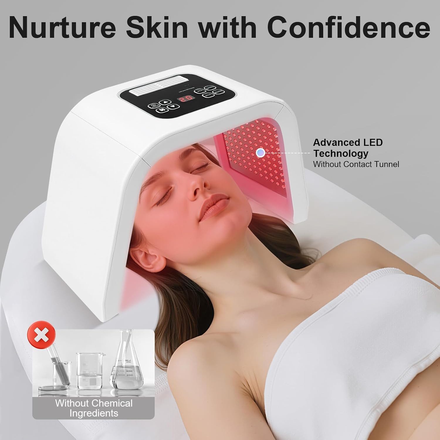 Athlix Gesichtssolarium Rotlicht-Therapie Gesicht 7 Farben Lichttherapie Gesicht & Körper, Fördert Durchblutung, Reduziert Pigmentflecken & Altersanzeichen