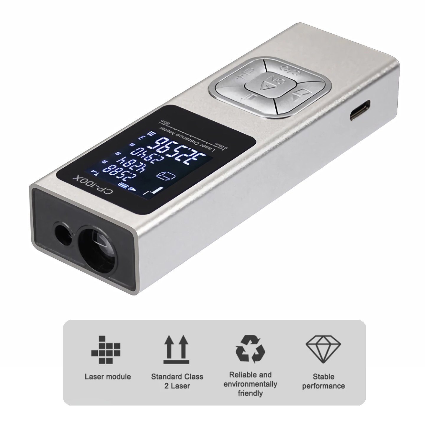 Bolwins Lasermessgerät O11C Laser Entfernungsmesser 100m Distanzmessgerät & LCD Beleuchtung, Flächen- und Volumenmessung, kompakt, hohe Messgenauigkeit
