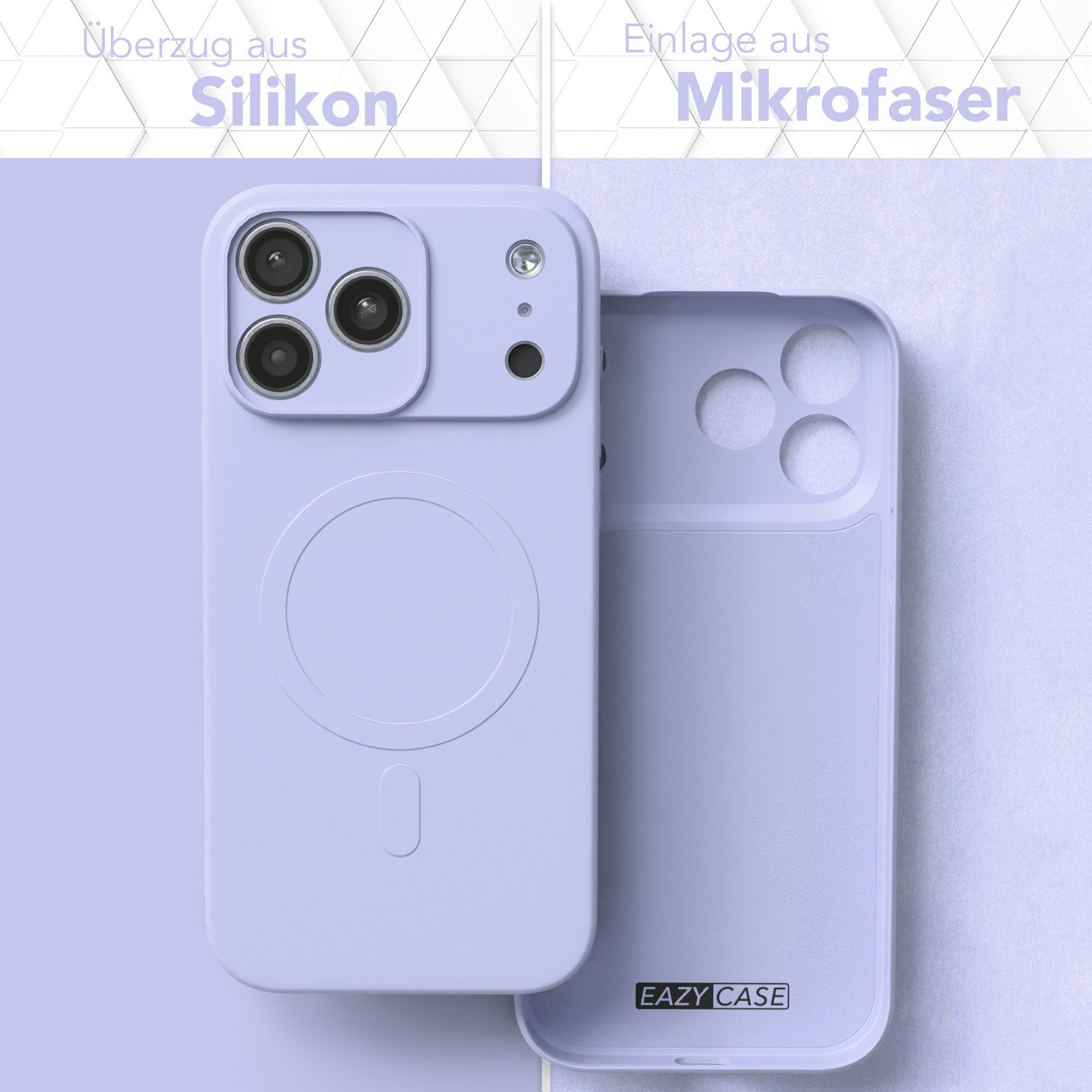 EAZY CASE Handyhülle für Apple iPhone 17 Pro Max Hülle Silikon 6,9 Zoll, MagSafe Soft-Silikonhülle kabelloses Laden matte Oberfläche Blau Lila – Bild 3 von 5