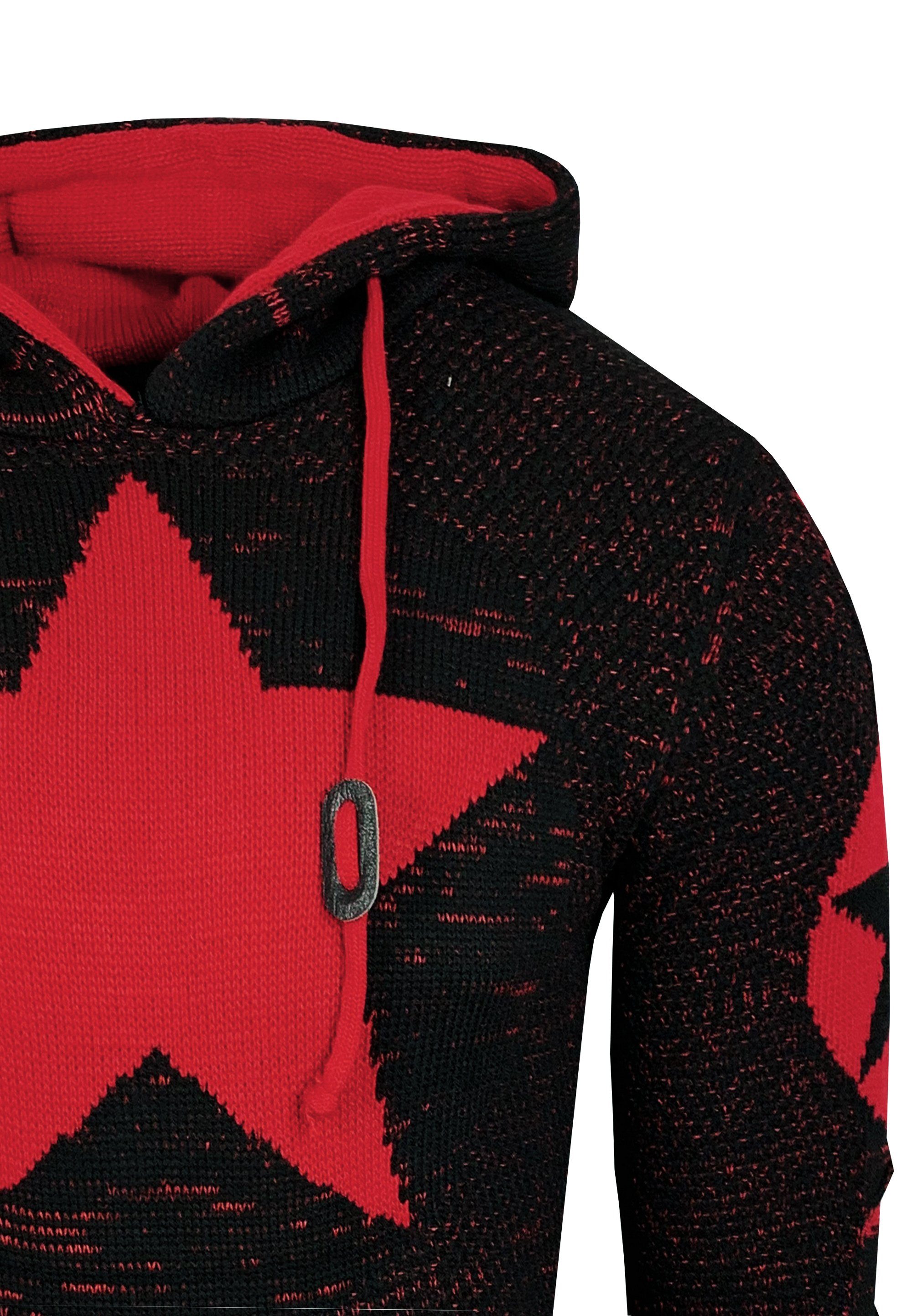 Neal großem mit Rusty Stern-Design schwarz-rot Kapuzensweatshirt