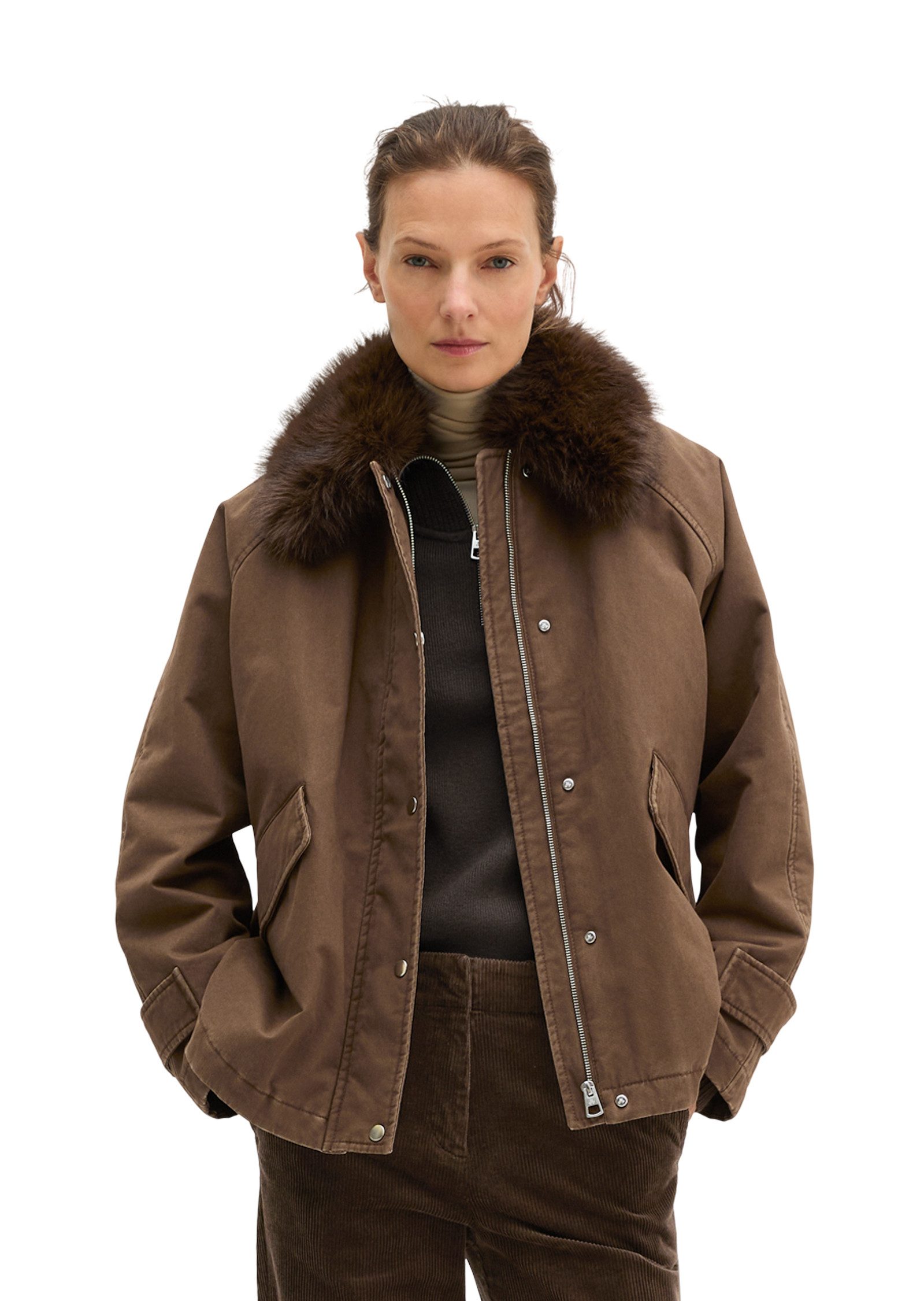 Marc O'Polo Outdoorjacke mit abnehmbarem Fake-Fur-Kragen