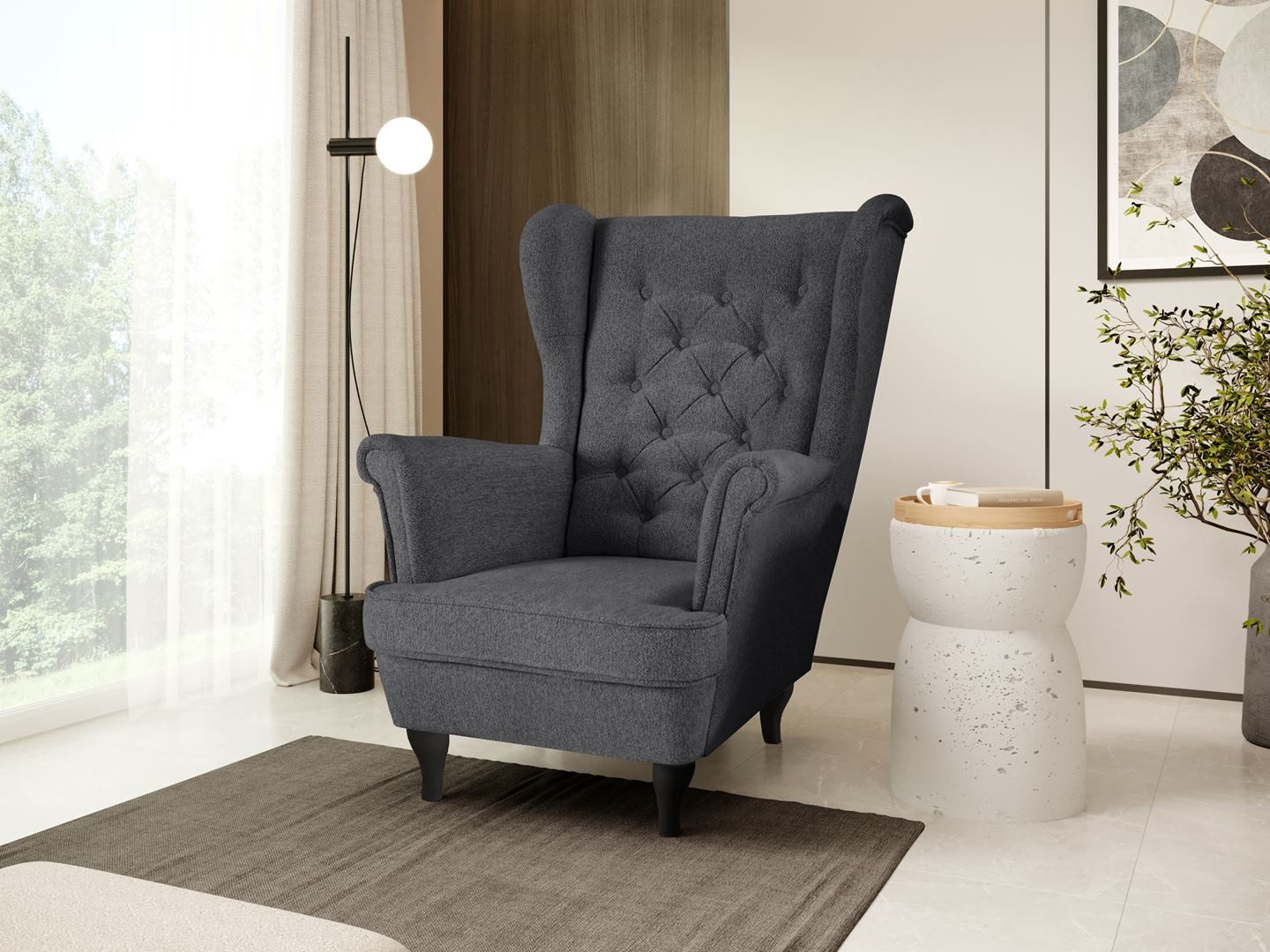 Beautysofa Ohrensessel Sessel FALCO Chesterfield Wohnzimmersessel günstig online kaufen