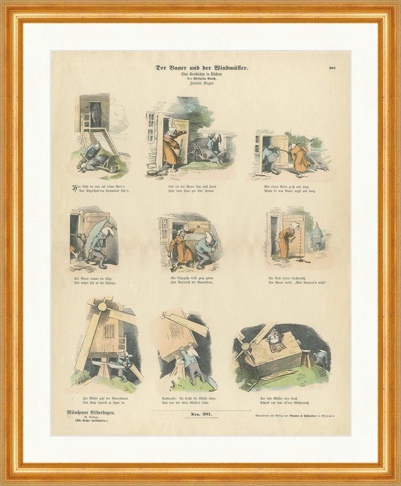 Kunstdruck Der Bauer und der Windmüller II Wilh. Busch Münchener Bilderbogen 301