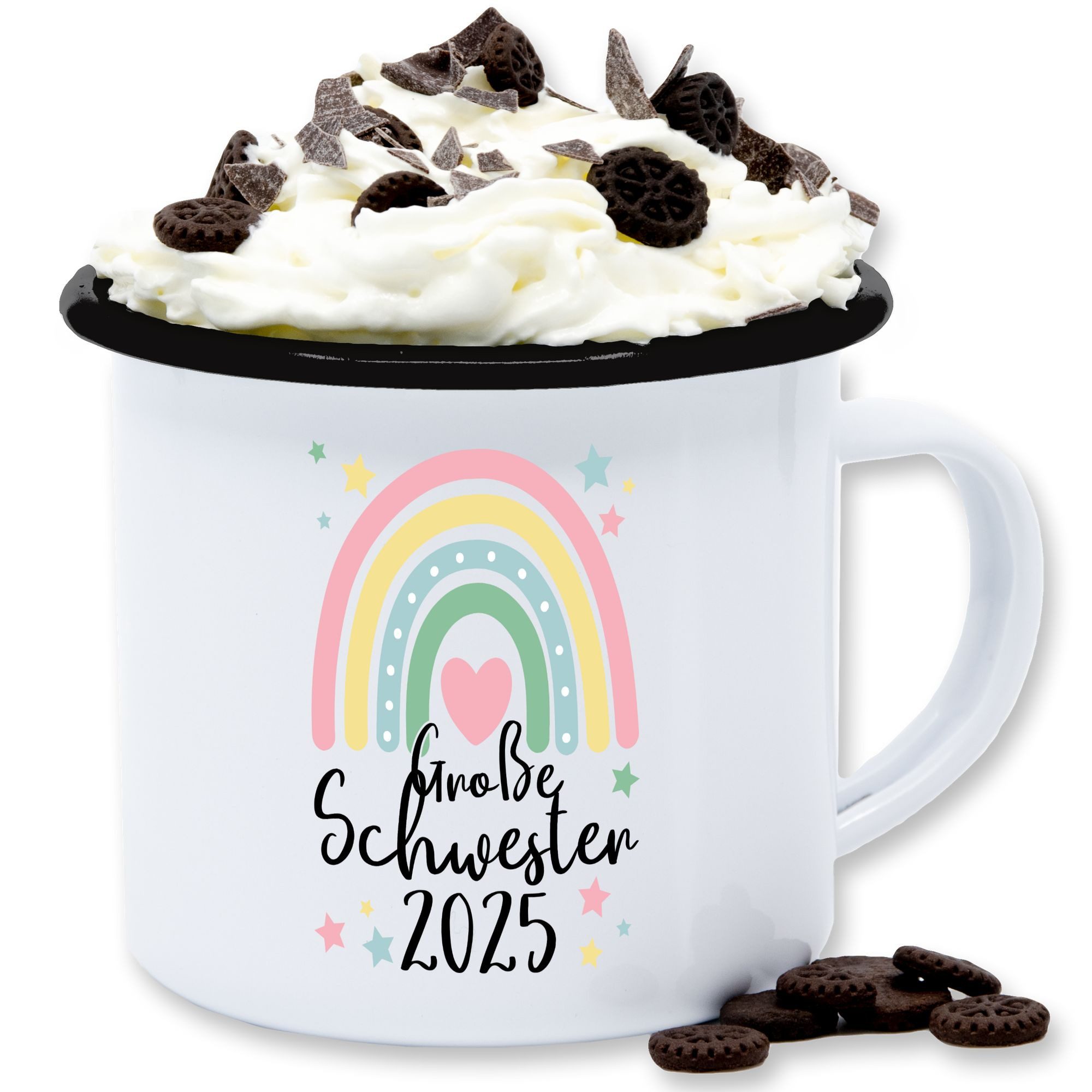 Shirtracer Tasse Große Schwester Geschenk 2025 Regenbogen Big Sister, 1-tlg., Stahlblech, Große Schwester