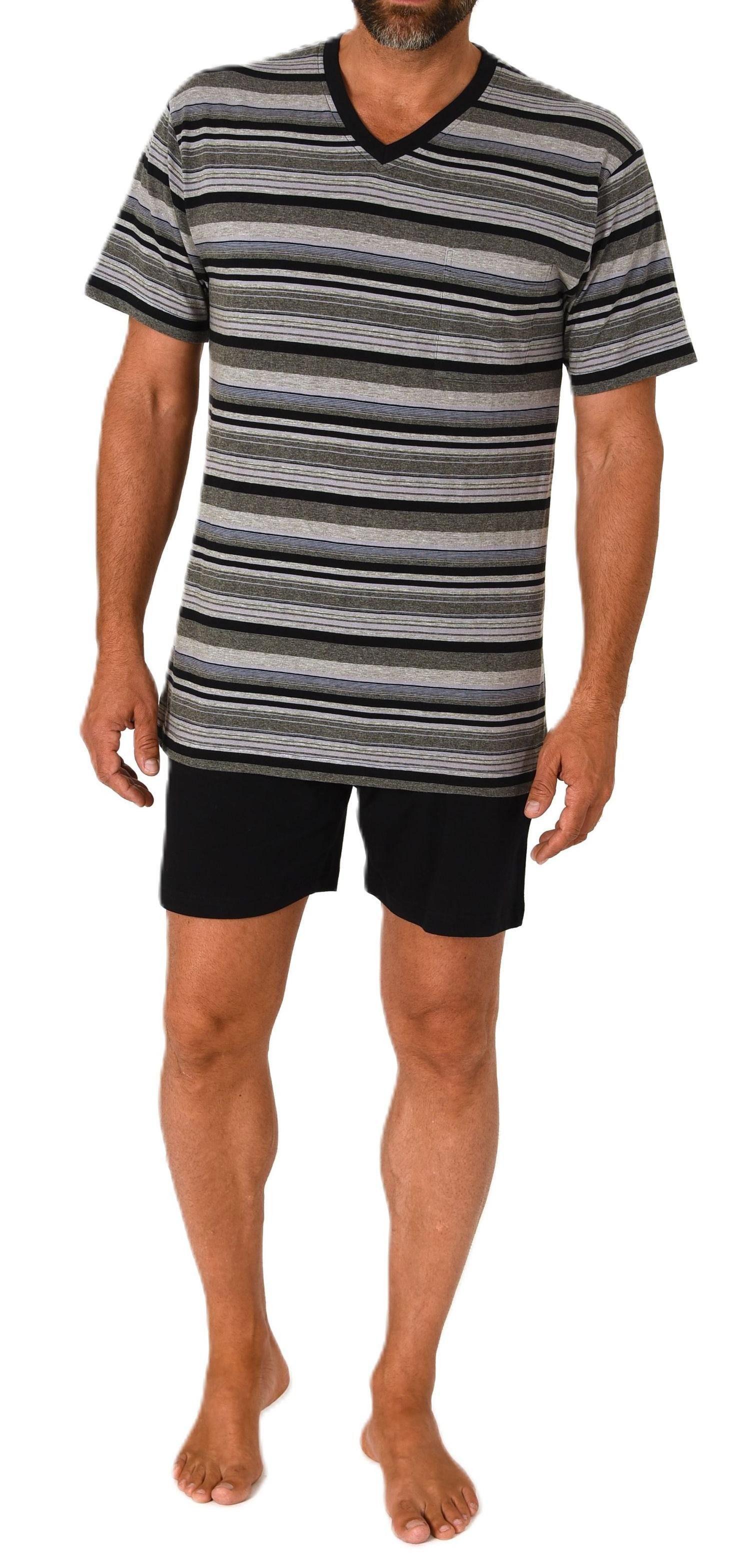 Pyjama Normann Herren Schlafanzug kurzarm Shorty Pyjama in Streifenoptik