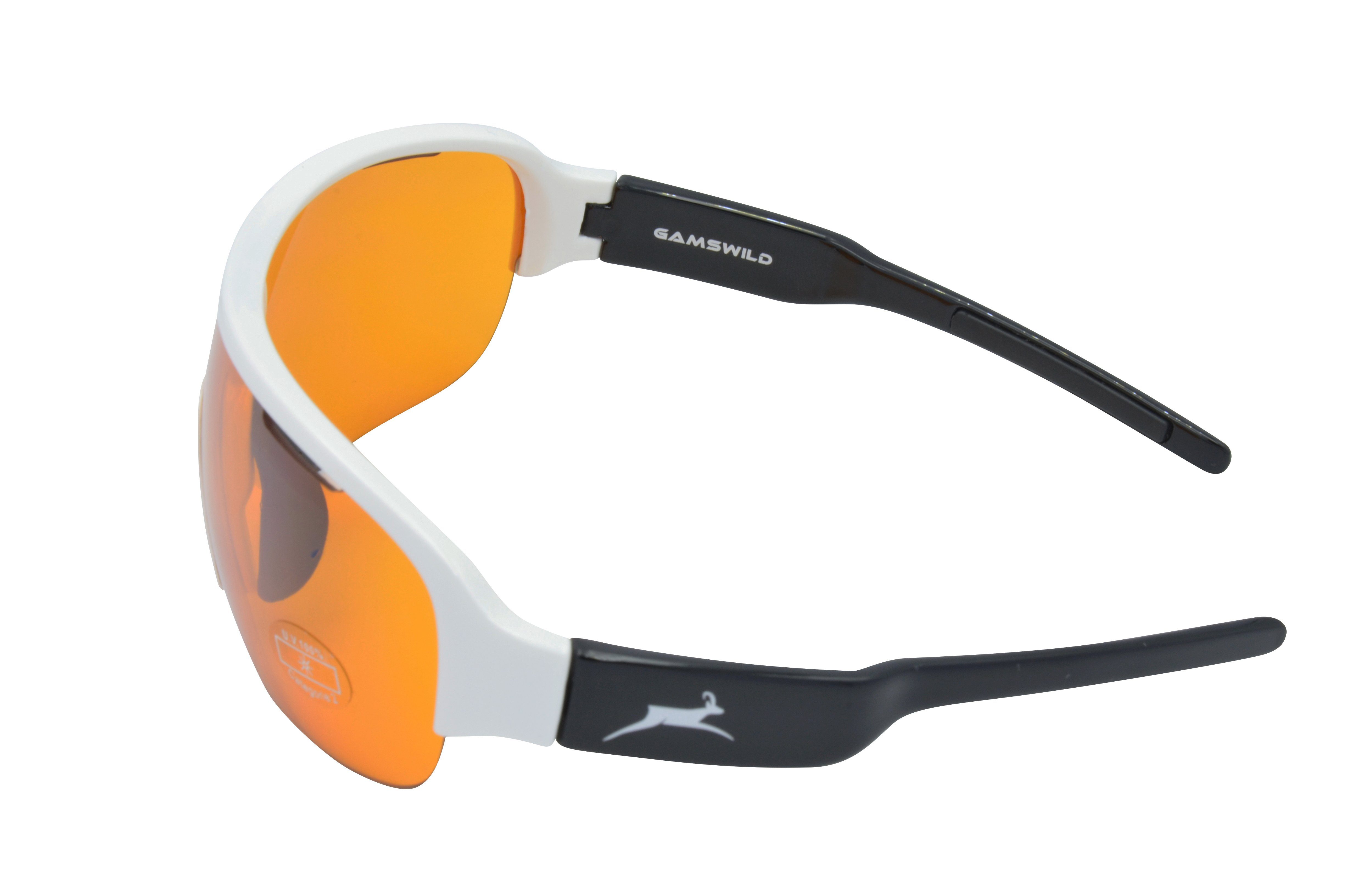 Gamswild Sportbrille UV400 Sonnenbrille Skibrille Fahrradbrille TR90 Damen, Herren Modell WS8434 in, blau, schwarz, weiß