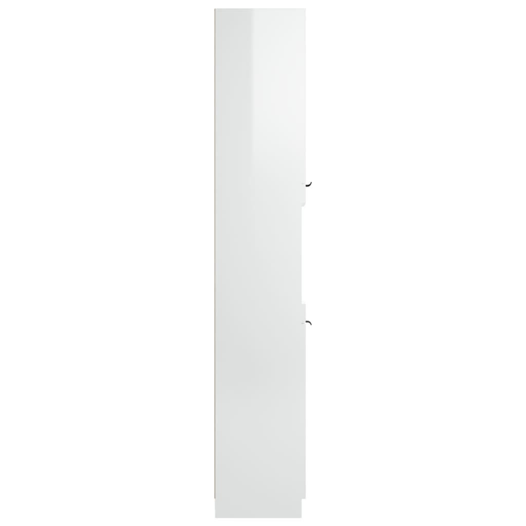 Badschrank 32x34x188,5 vidaXL Hochglanz-Weiß Holzwerkstoff cm (1-St) Fächerschrank