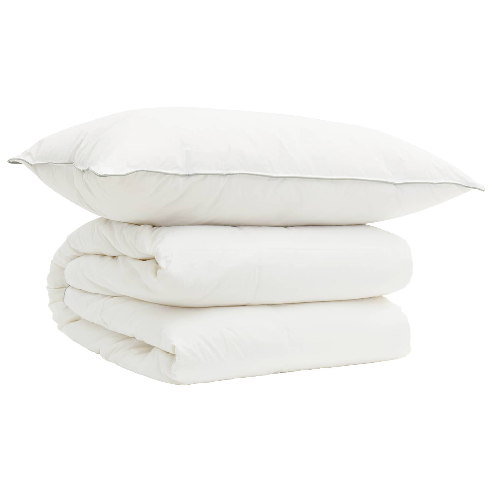 vidaXL Bett Bettdecke und Kissen Set 2 stk. 137x200 cm 4 Jahreszeiten Wolle (2-tlg)