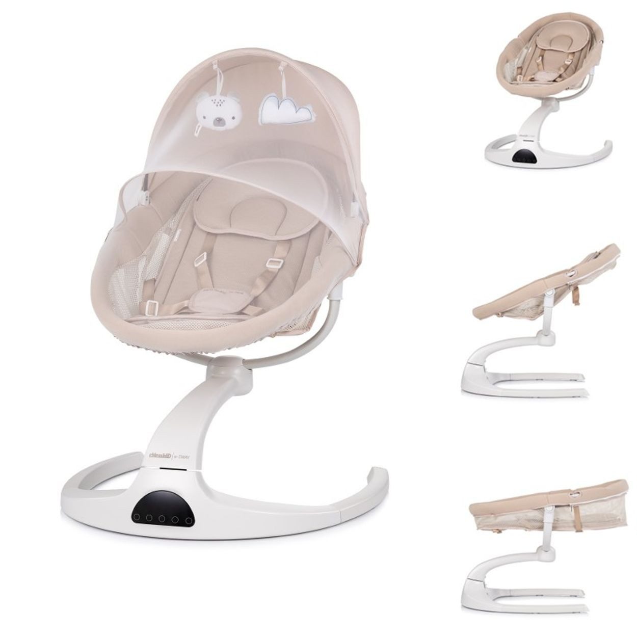 Chipolino Babywippe Babywippe E-Sway Fernbedienung, Musik Bluetooth Plüschtiere Timer Gurt