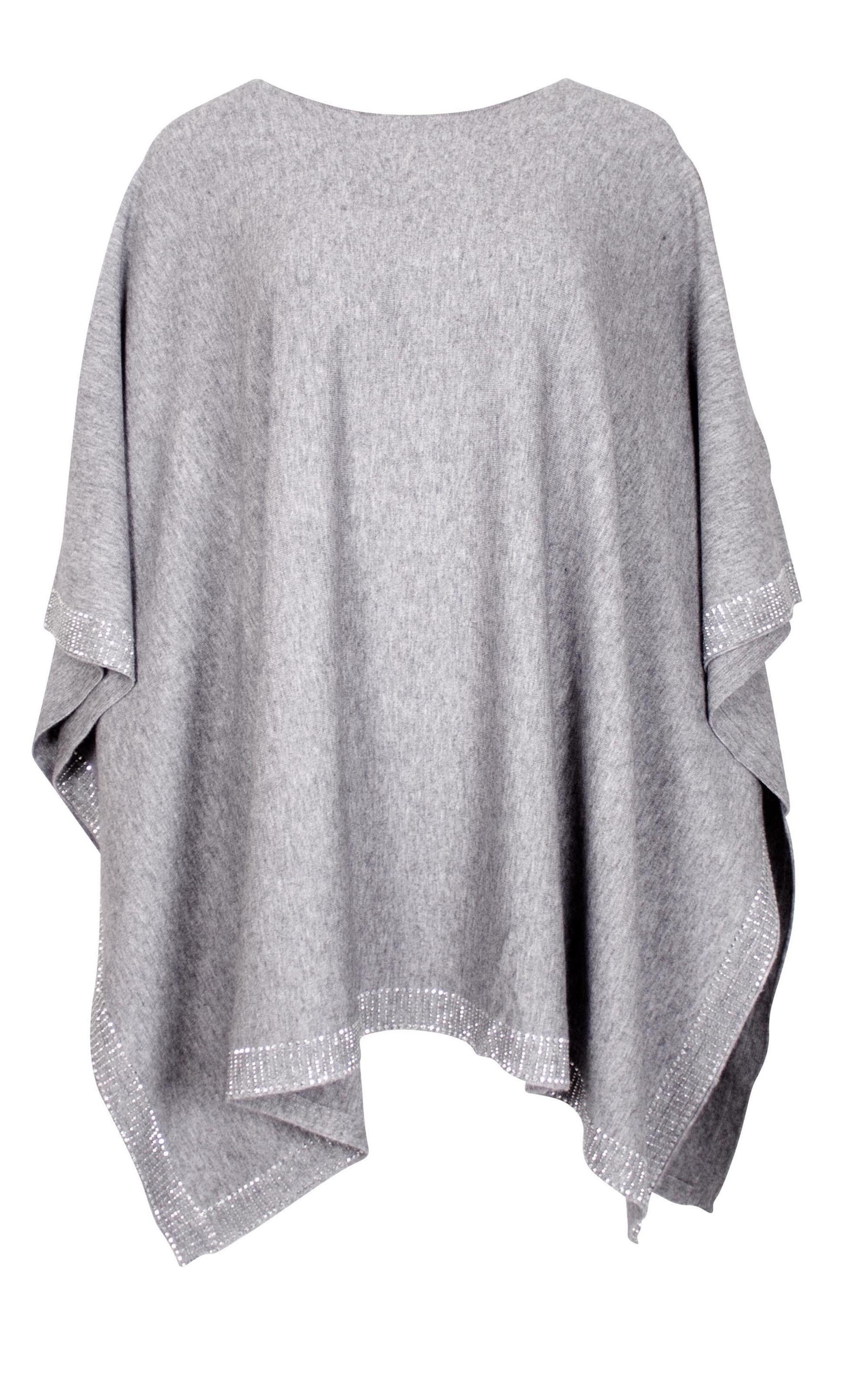Passioni Strickponcho Legerer Poncho mit Strass-Detail günstig online kaufen