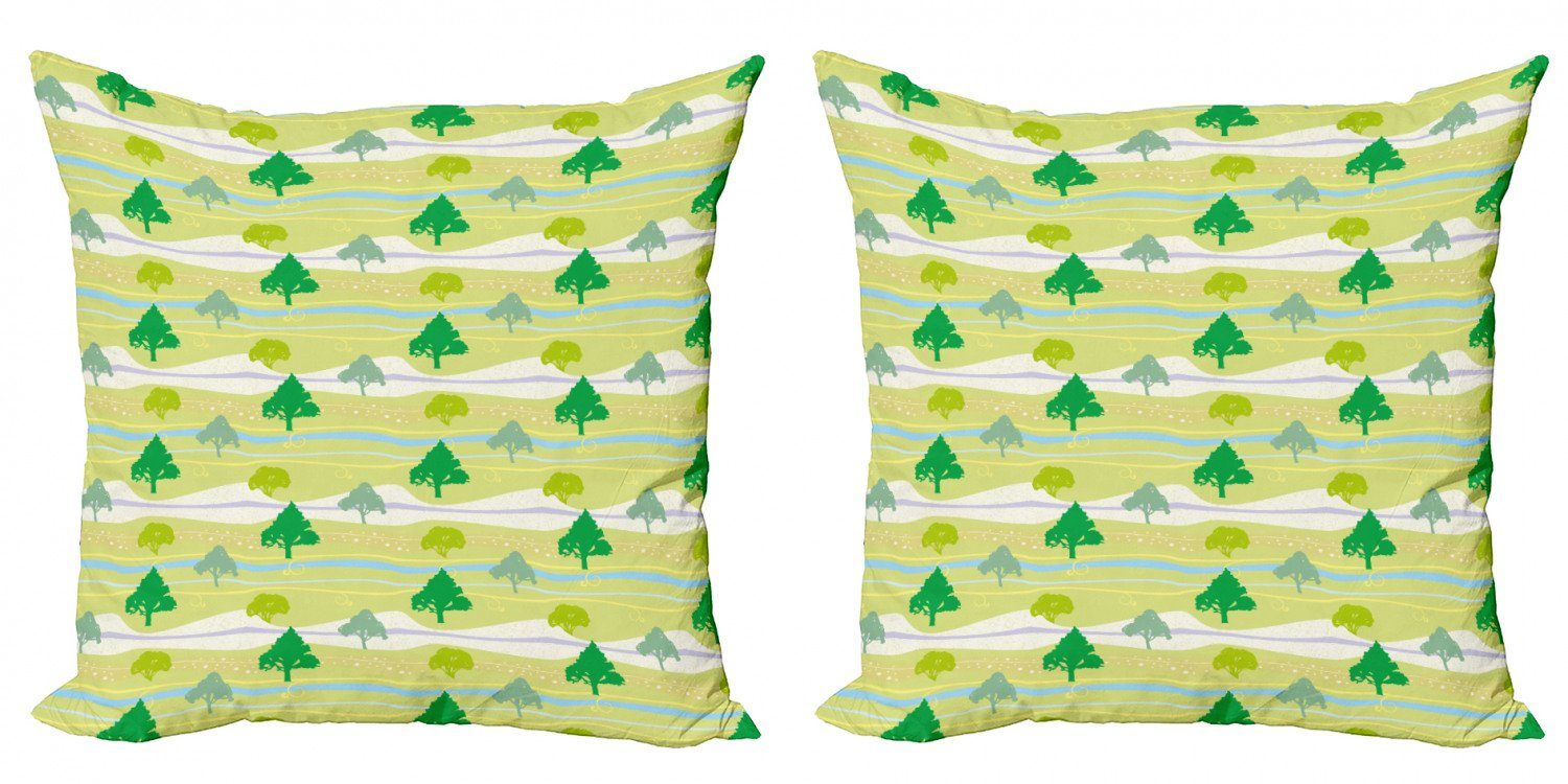 Kissenbezüge Modern Accent Doppelseitiger Digitaldruck, Abakuhaus (2 Stück), Wald Bäume auf einem Waldweg