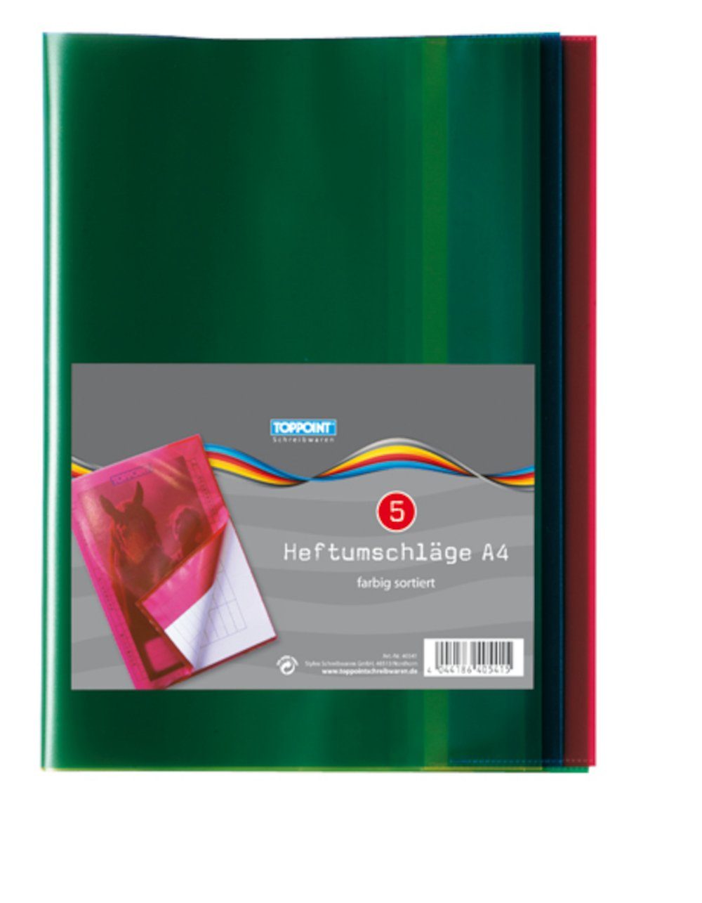 Schulheft 5 Heftumschläge DIN A4 verschiedene Farben