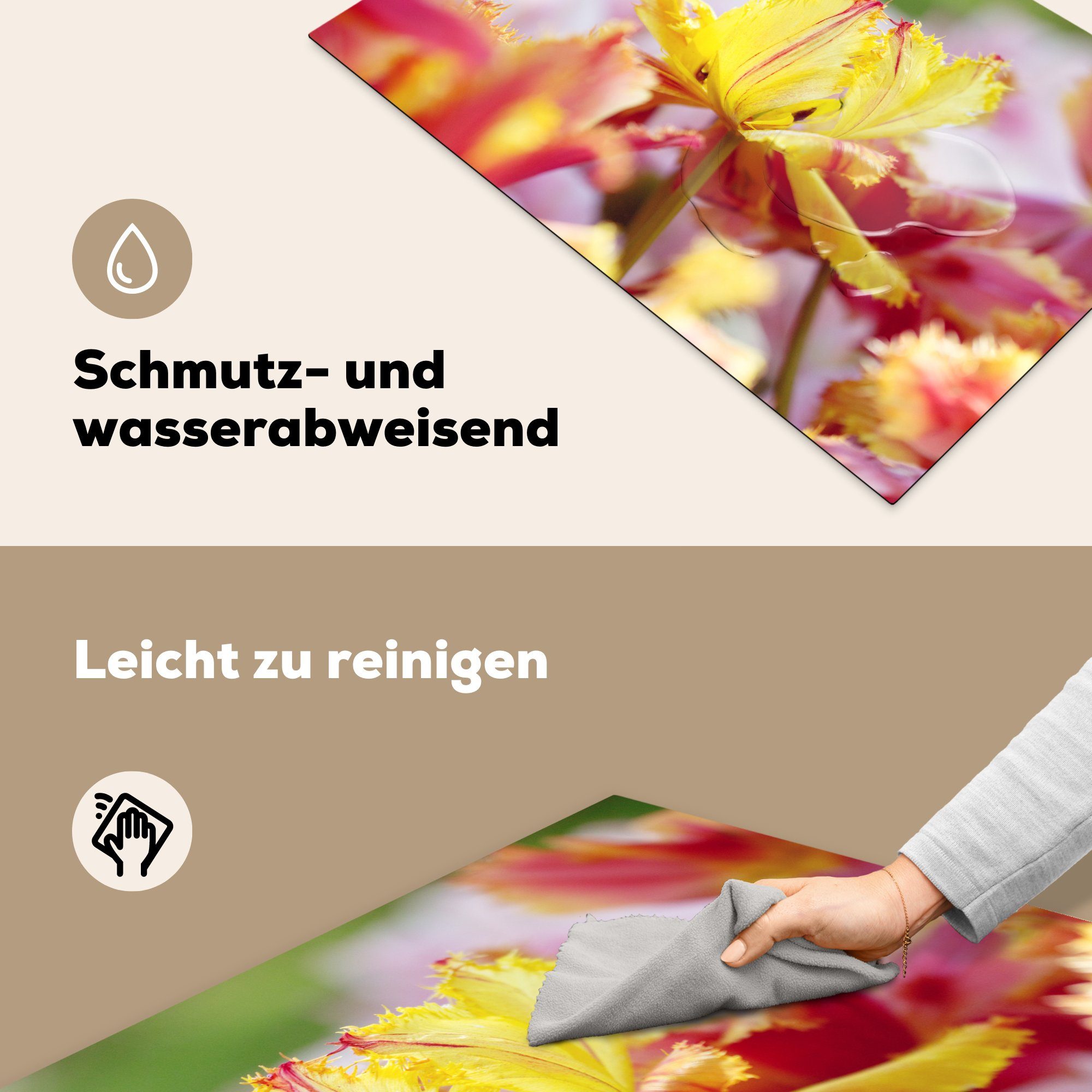MuchoWow Herdblende-/Abdeckplatte Tulpe in Nahaufnahme, tlg), Vinyl, die Ceranfeldabdeckung Schutz Induktionskochfeld 81x52 (1 küche, für cm