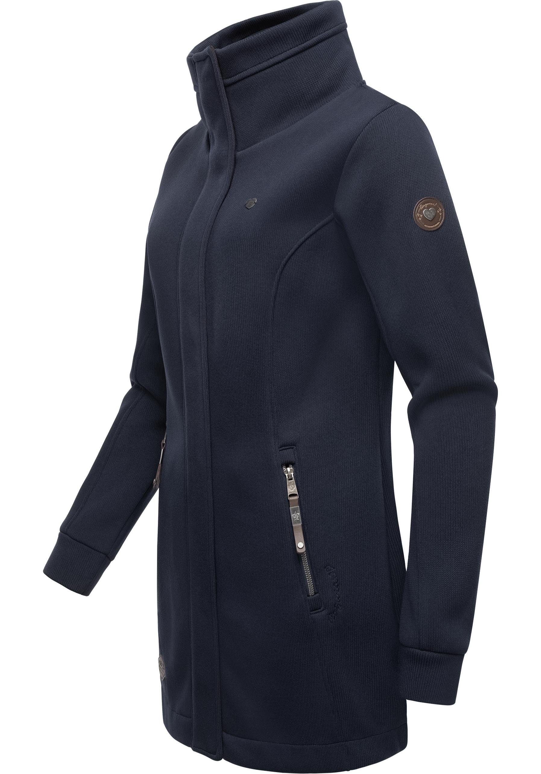 Ragwear Sweatjacke Letrice Bonded Elegante Zip-Jacke mit hohem Kragen in Feinstrickoptik