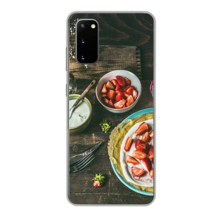 MuchoWow Handyhülle Erdbeere - Rustikal - Obst - Rustikale Blumen Phone Case Handyhülle Samsung Galaxy S20 Silikon Schutzhülle