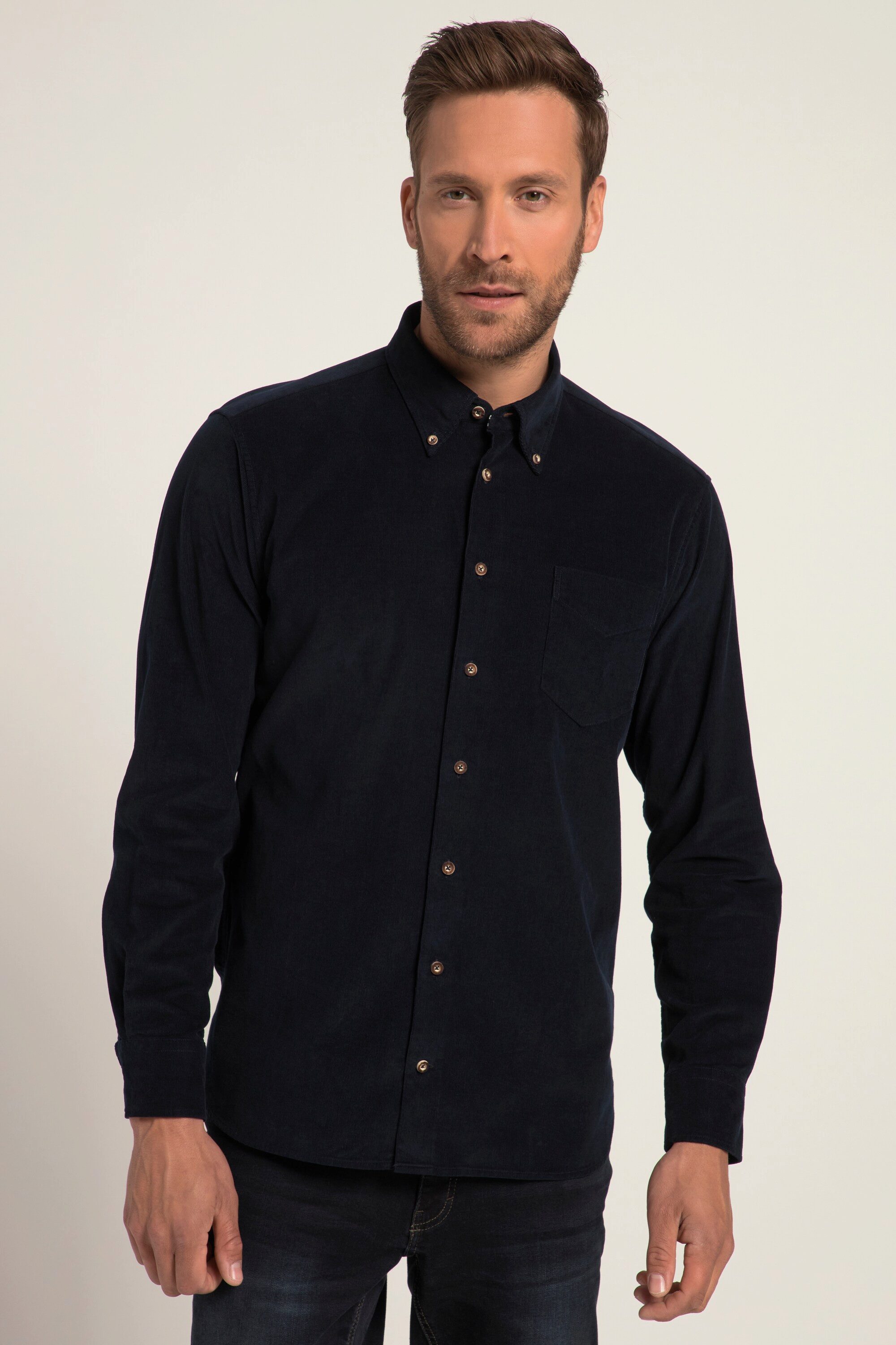 Businesshemd Cord-Hemd Tracht Langarm Buttondown-Kragen