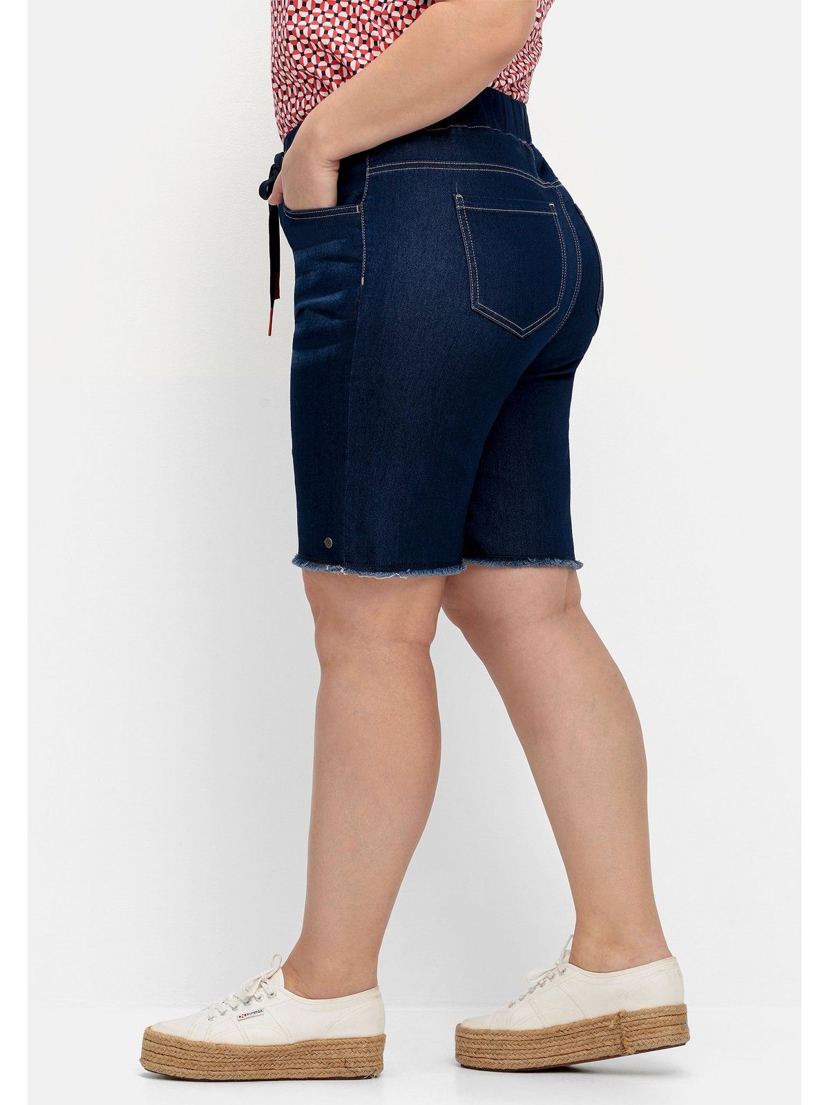 Sheego Bermudas Große Größen aus Sweat-Denim, mit offenem Saum