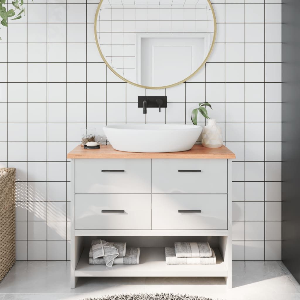 vidaXL Waschtisch 100 x 30 x 2 cm Waschtischplatte Hellbraun 100x30x2 cm Massivholz Beha