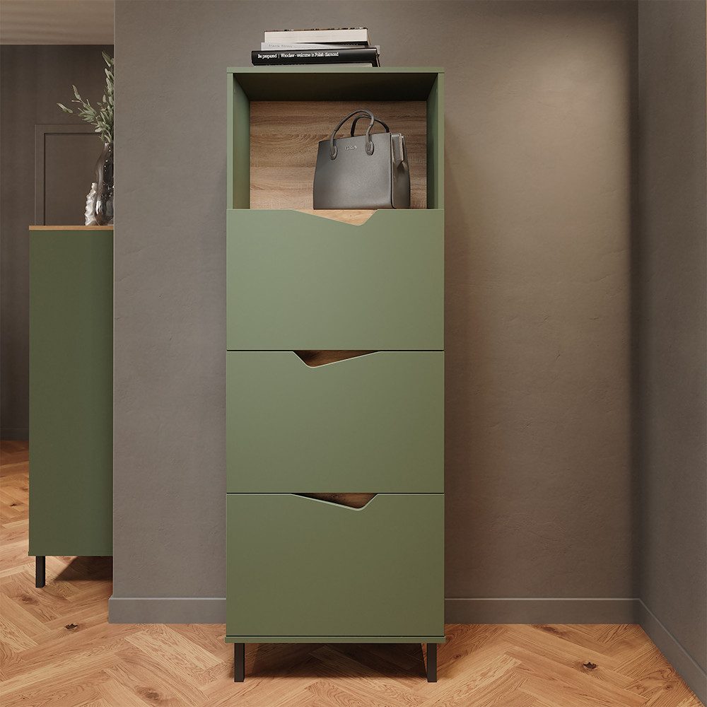 Vicco Kommode Marelle, Grün/Artisan, 60 x 169.5 cm mit 4 Fächern (1 St)