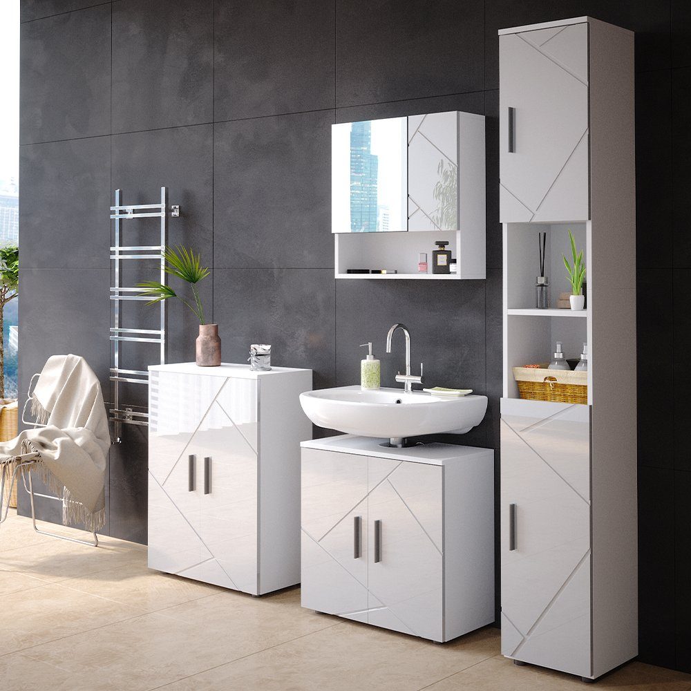Badezimmerschrank Wei Hochglanz