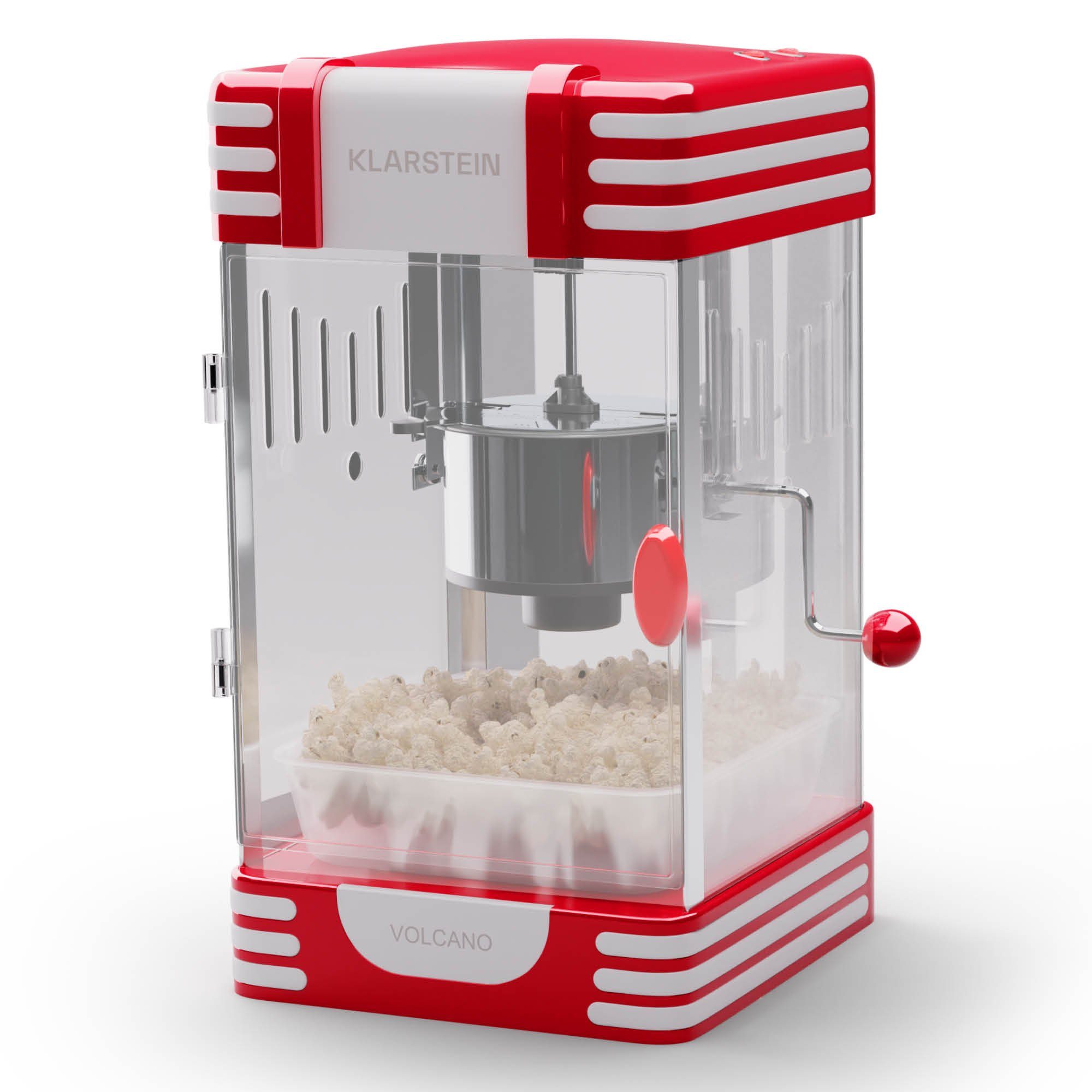Klarstein Popcornmaschine Volcano, Popcornmaker Popcornautomat Popkornmaschine Popcorn mit Öl Rot