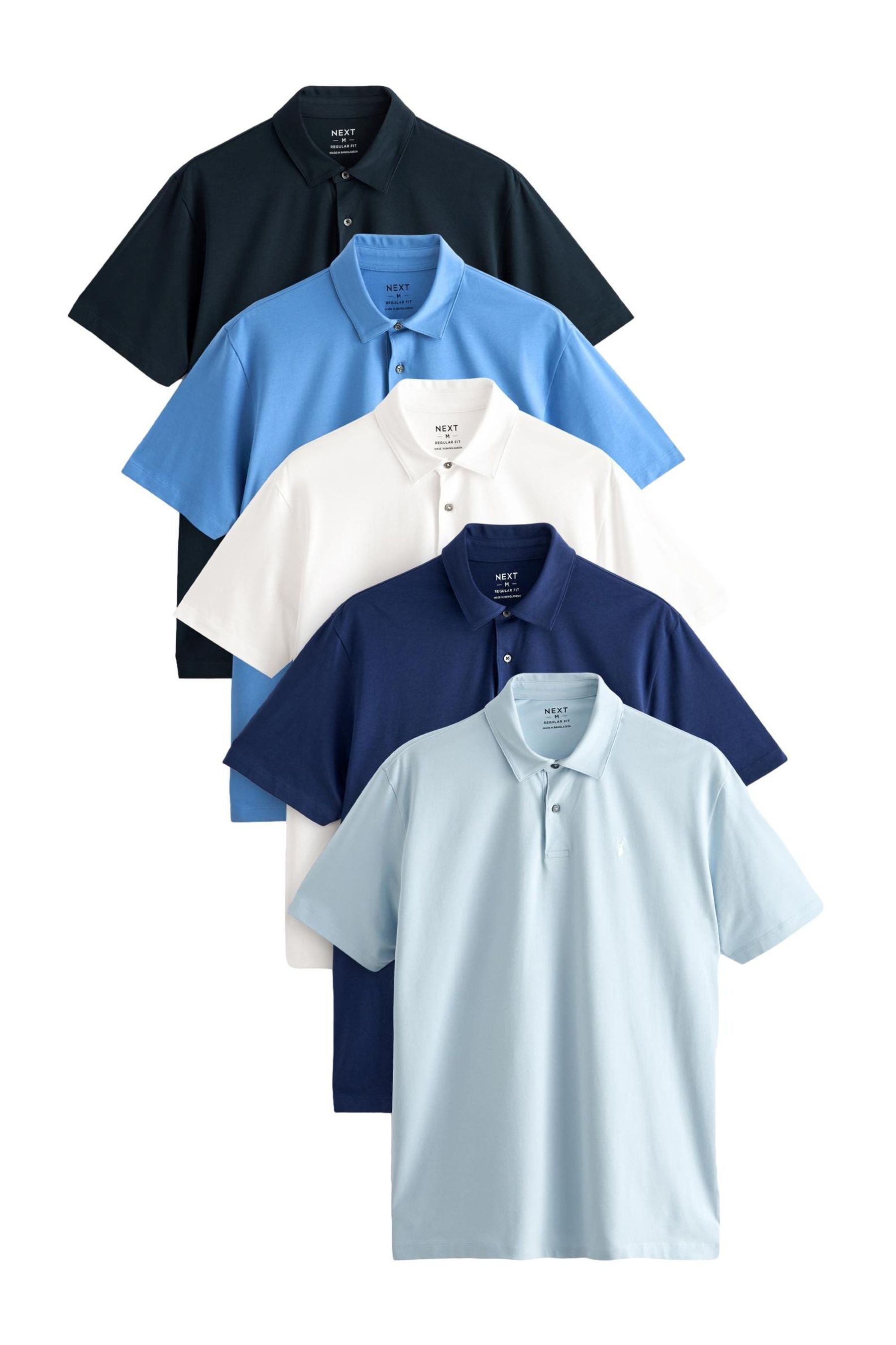 Poloshirt Regular Fit Kurzarm-Poloshirts im 5er-Pack