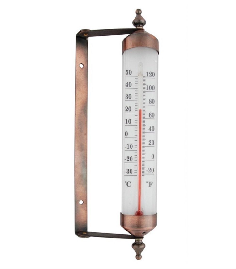 Linoows Dekoobjekt Fenster Thermometer, Antikes Außenthermometer, Wandthermometer aus Kupfer
