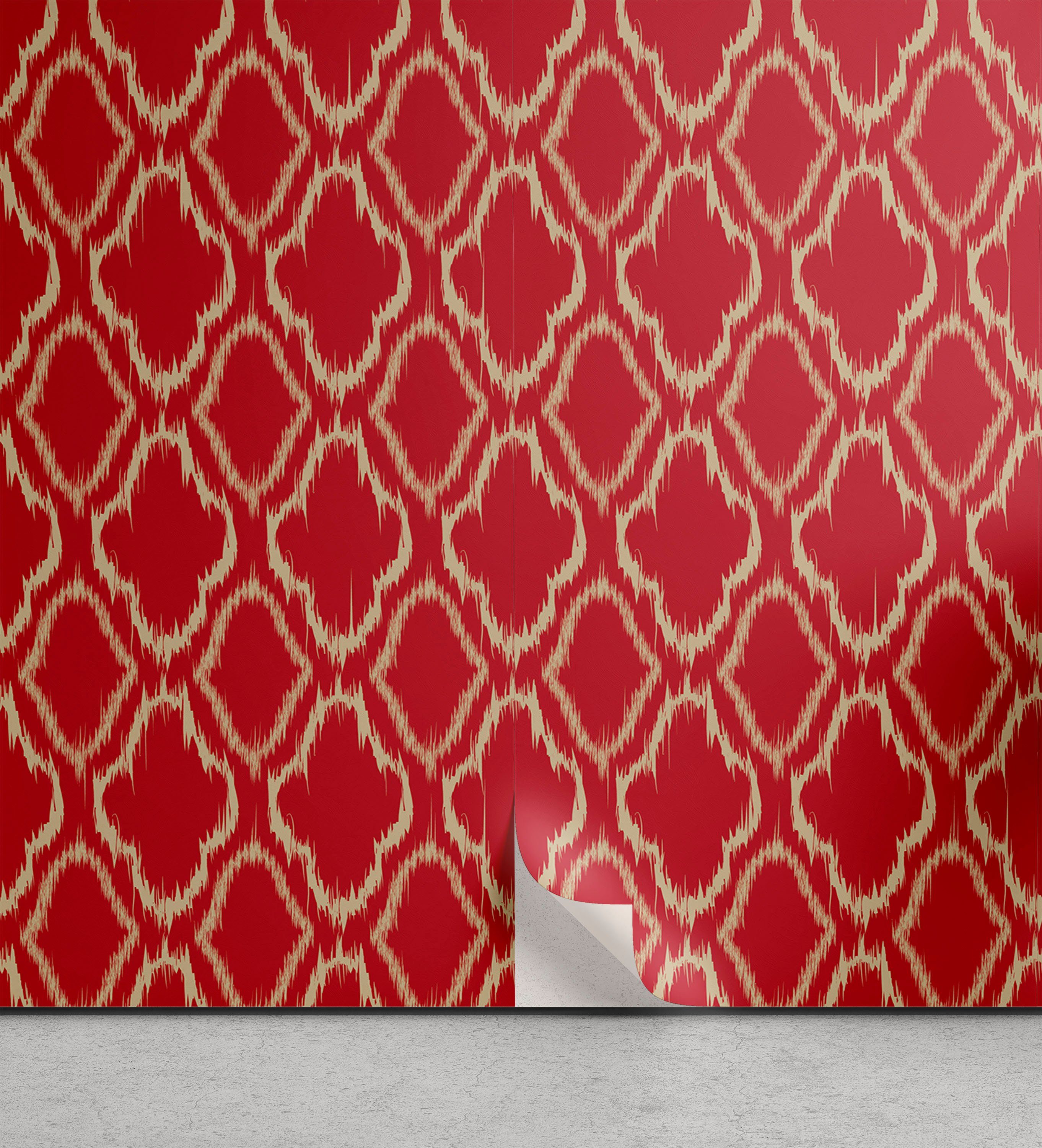 Abakuhaus Vinyltapete selbstklebendes Wohnzimmer Küchenakzent, Gitter Tie Dye Ikat Mode