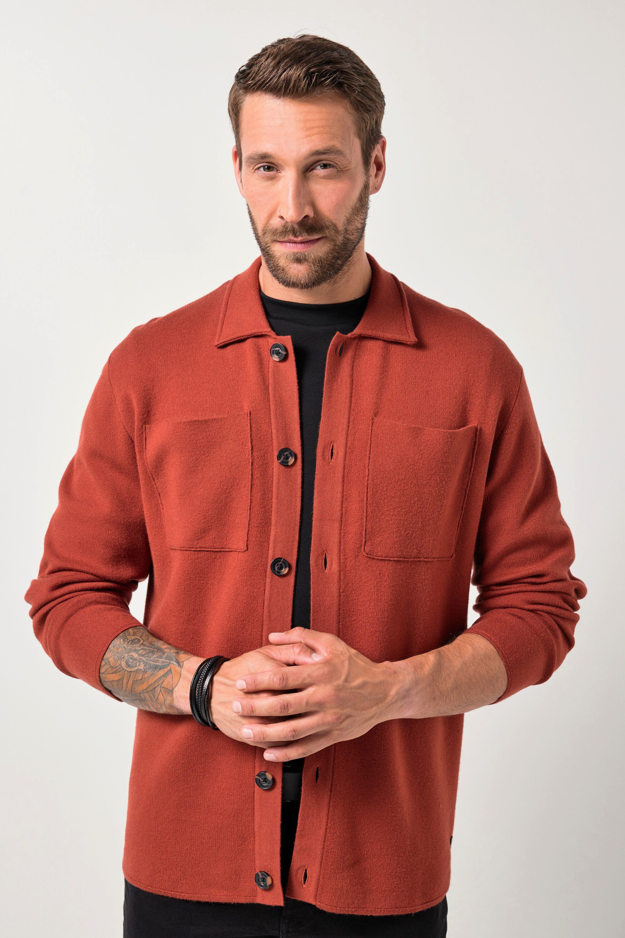 JP1880 Poloshirt Strick-Overshirt FLEXNAMIC® 2 Brusttaschen