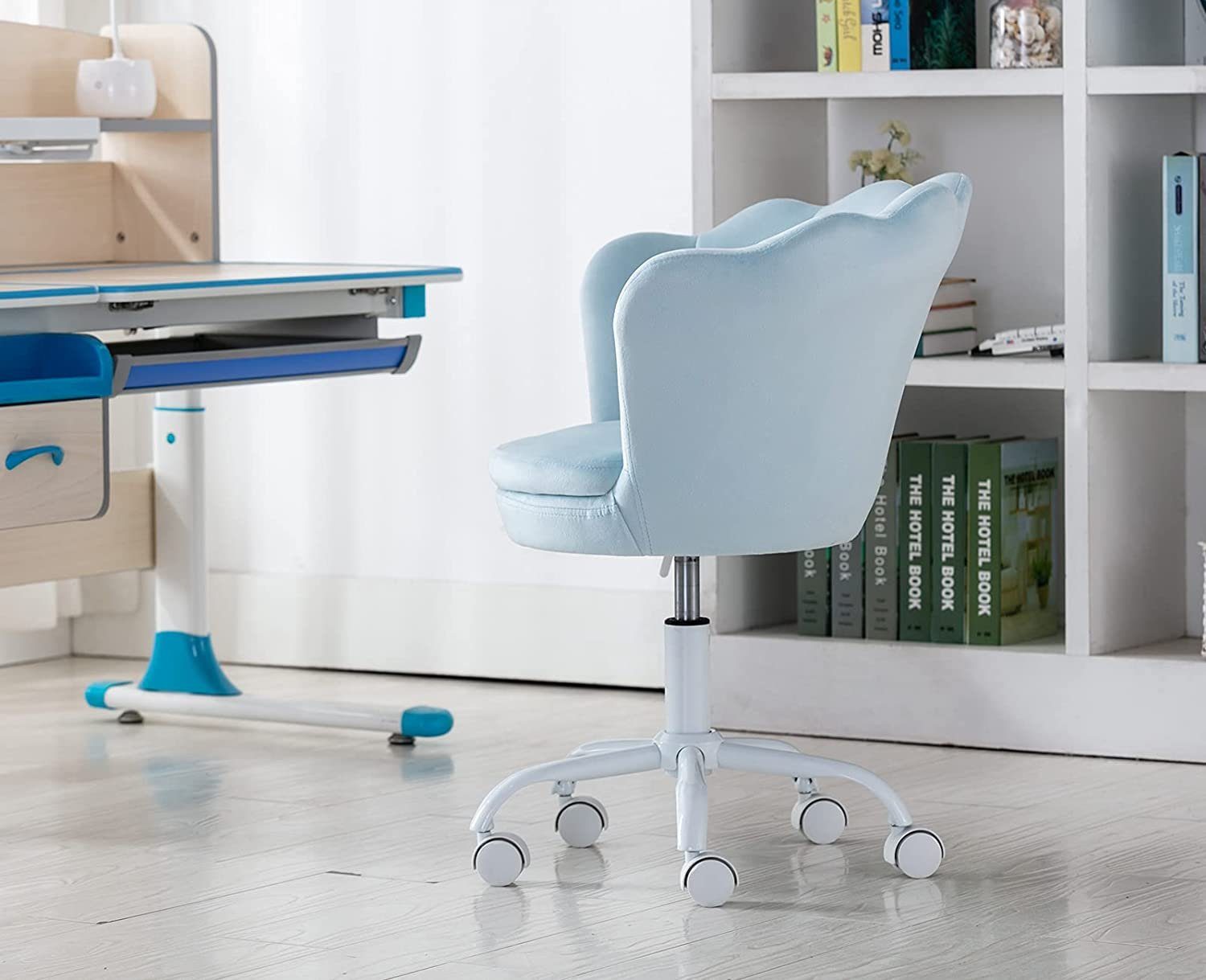 Drehstuhl Kinder Loungesessel Schreibtischstuhl CHAIRS Samt Blau WAHSON OFFICE