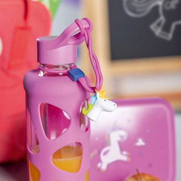 LEONARDO Trinkflasche Trinkflasche 500 ml Bambini Rosa Einhorn, mit Schraubverschluss 100% dicht, stoßgeschützt