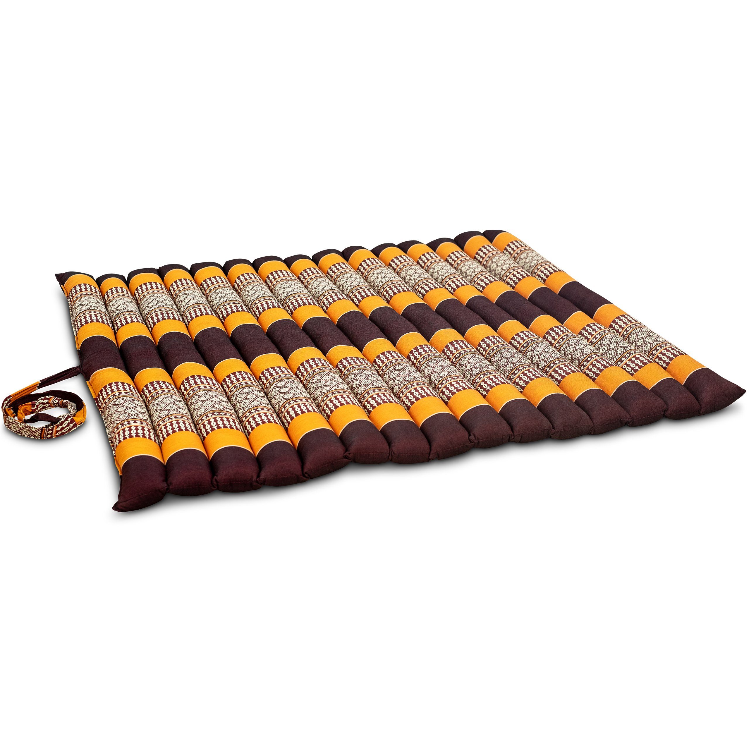 livasia Sitzkissen Steppkissen 75x75x4,5cm, 75 cm, Kapok vegan handgefertigt, und Orange