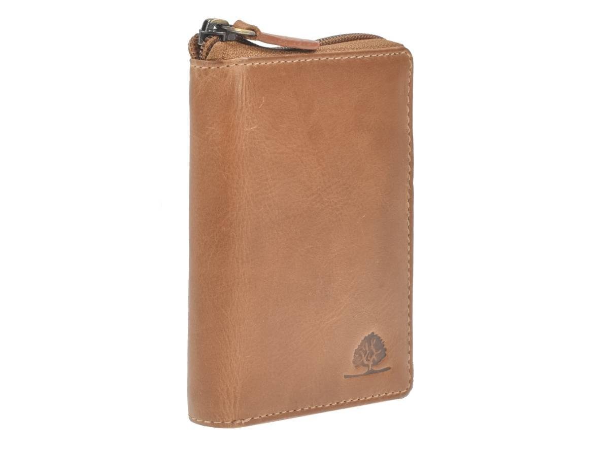 Greenburry Geldbörse Tornado, Leder, Reißverschlussbörse, RFID-Schutz, Portemonnaie, 10x13 cm
