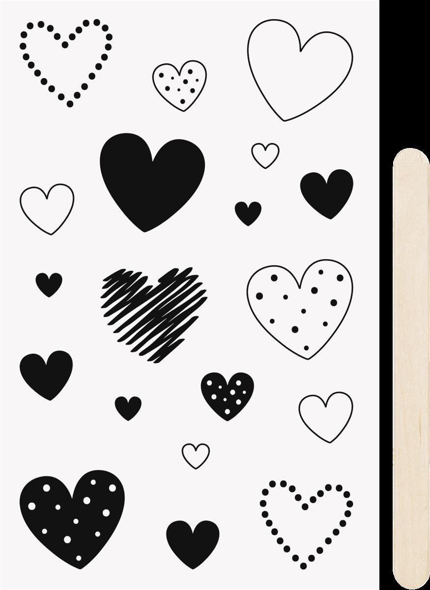 Heyda Sticker Rubbel-Sticker „Herzen“, 100 × 190 mm, schwarz, 1 Blatt