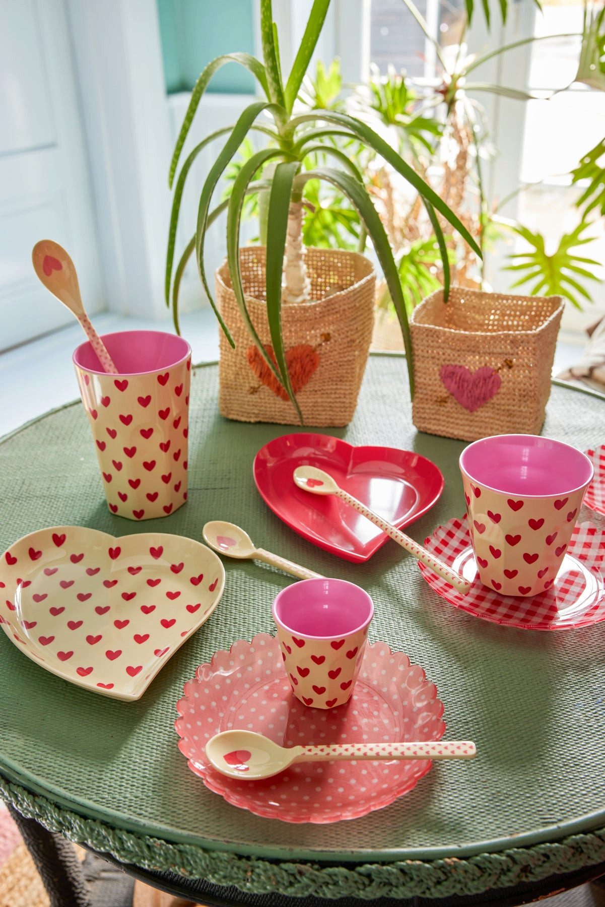 rice Becher Rice Melamin Becher Groß Herz Print Beige, 1-tlg., Melamin