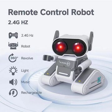 DTC GmbH RC-Roboter Wiederaufladbares Ferngesteuertes Roboter Spielzeug (für ab 3 4 5 6 7 8 Jahre Jungen und Mädchen Geschenk), mit LED-Augen Musik und Interessanten Geräuschen