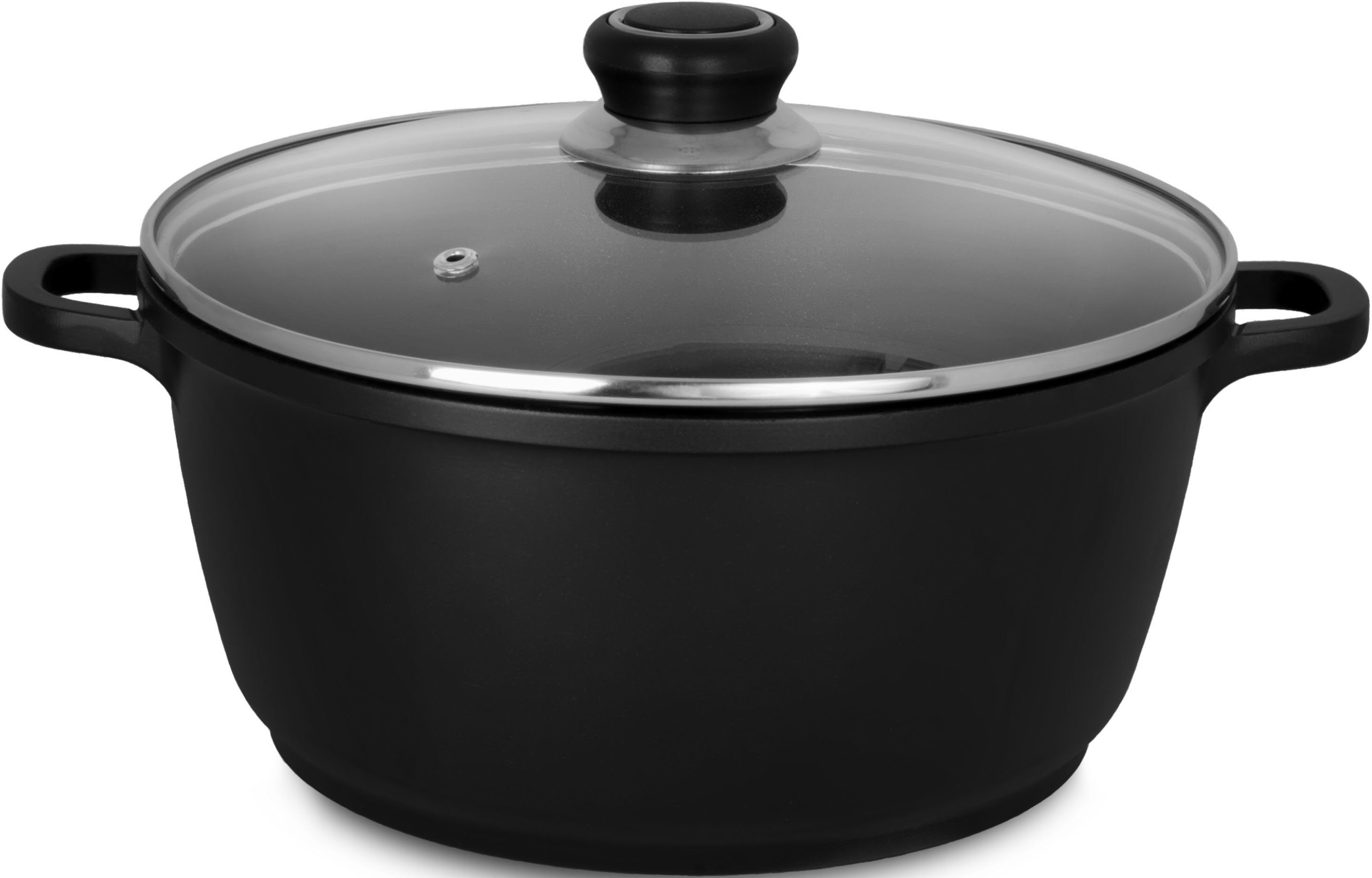 Krüger Fleischtopf Aluguss Fleischtopf mit Glasdeckel DELTA, Aluminiumguss (1-tlg), für Induktions-Kochfelder geeignet