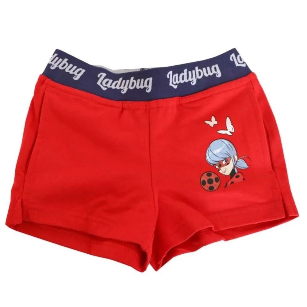 Miraculous - Ladybug Sweathose Miracullus Kurze Mädchenhose Sommerhose grau und rot 4 5 6 8 Jahre