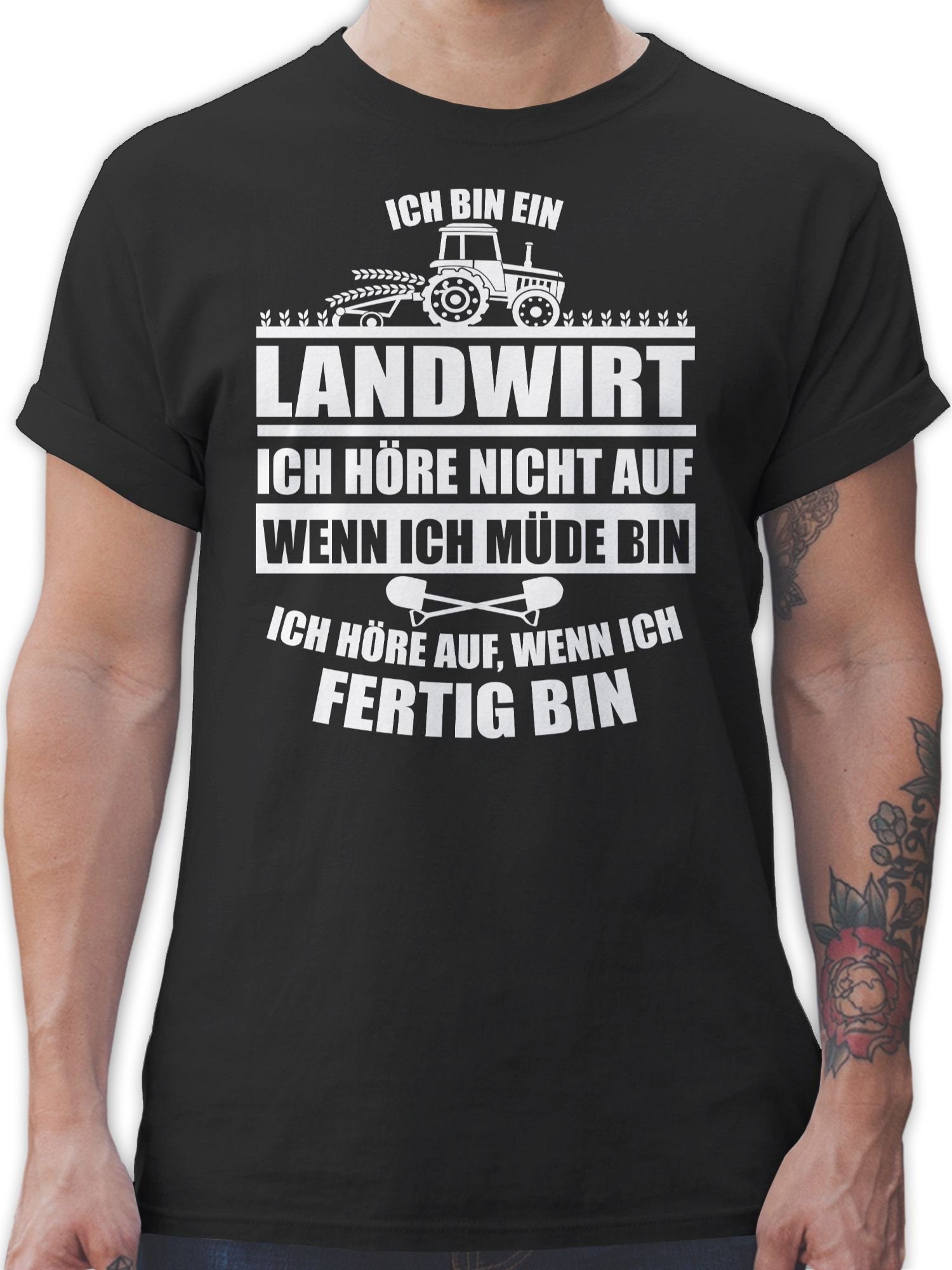 T-Shirt Landwirt Ich Geschenk Schwarz Landwirt ein Bauer 01 bin Shirtracer