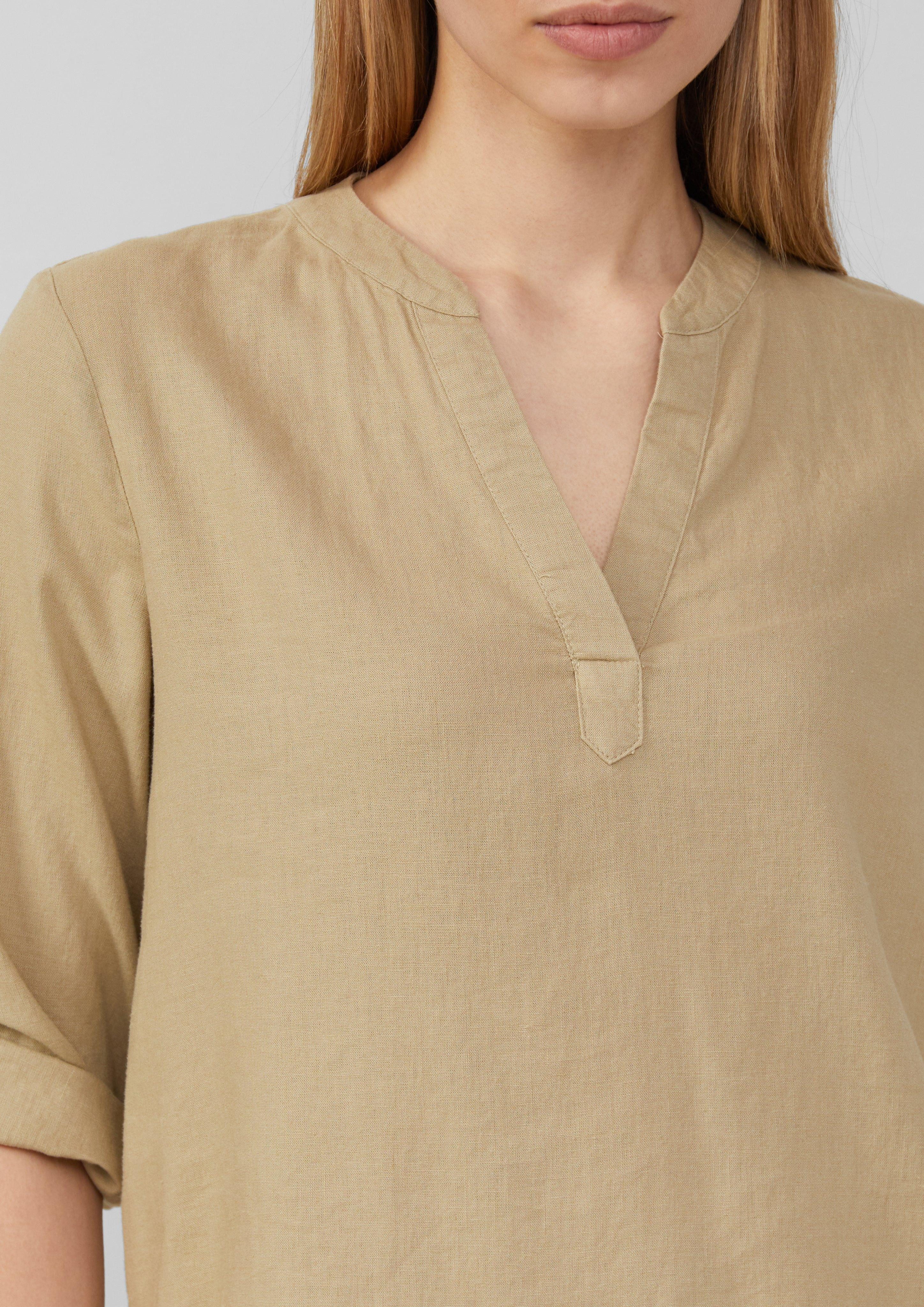 s.Oliver Langarmbluse Leinenmix-Bluse mit Turn-up Raffung günstig online kaufen