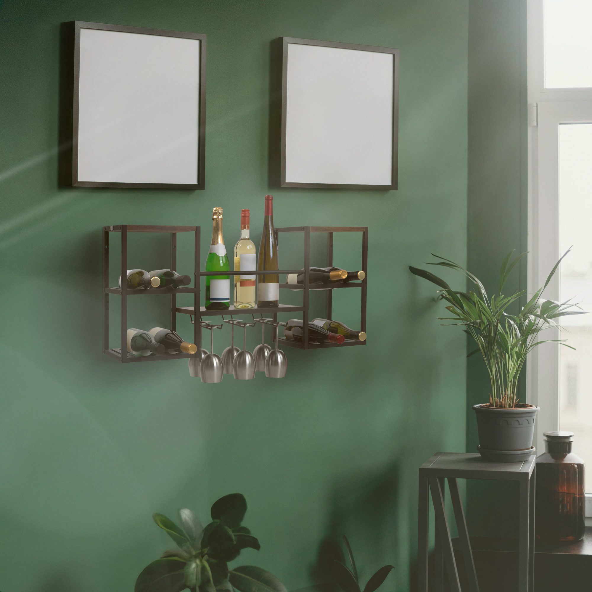 Zelsius Weinregal Weinhalter Wandmontiert, Weinglashalter, Flaschenregal, W günstig online kaufen