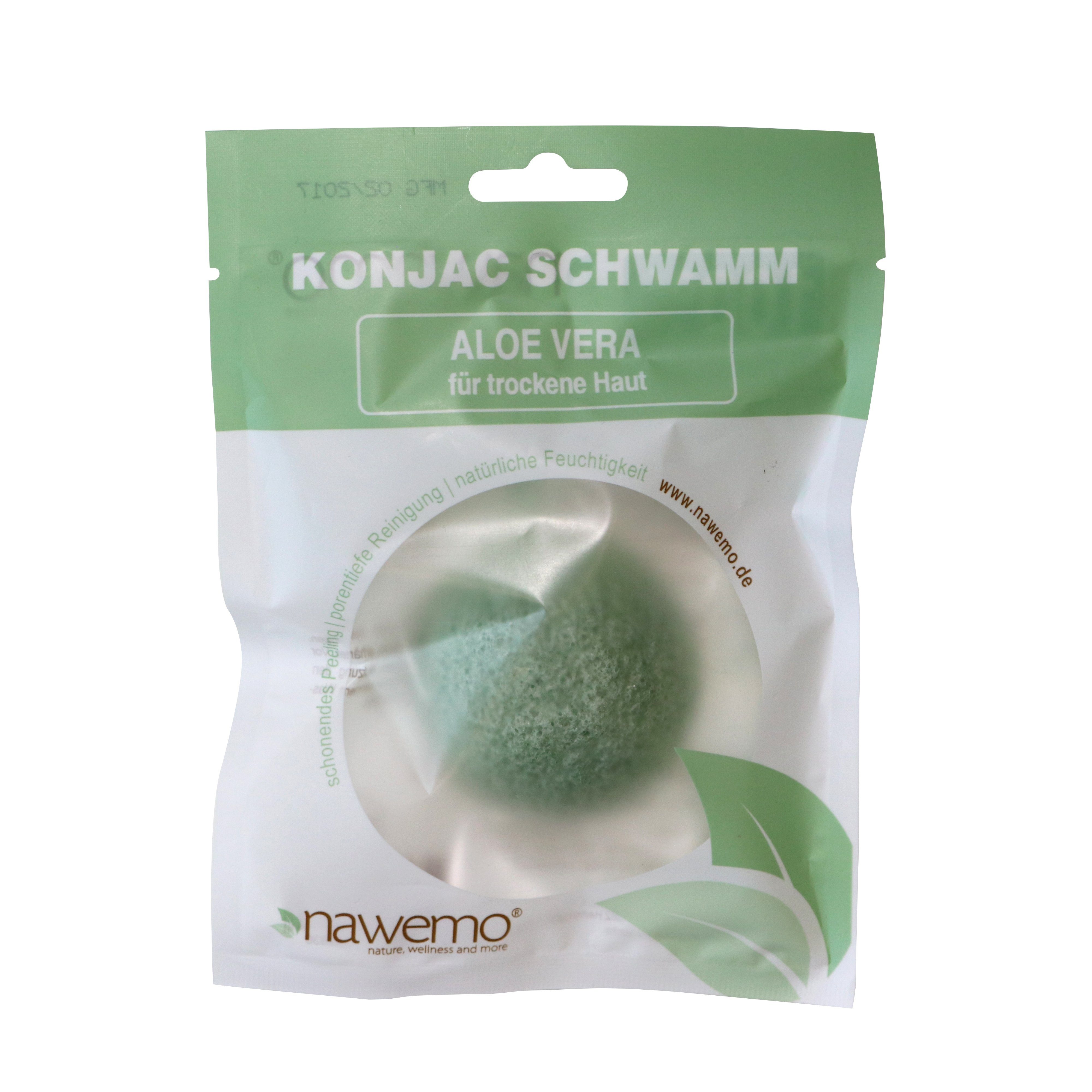 Nawemo Gesichtsschwamm Nawemo Konjac Schwamm Aloe Vera, für trockene und empfindliche Haut, 1 tlg.