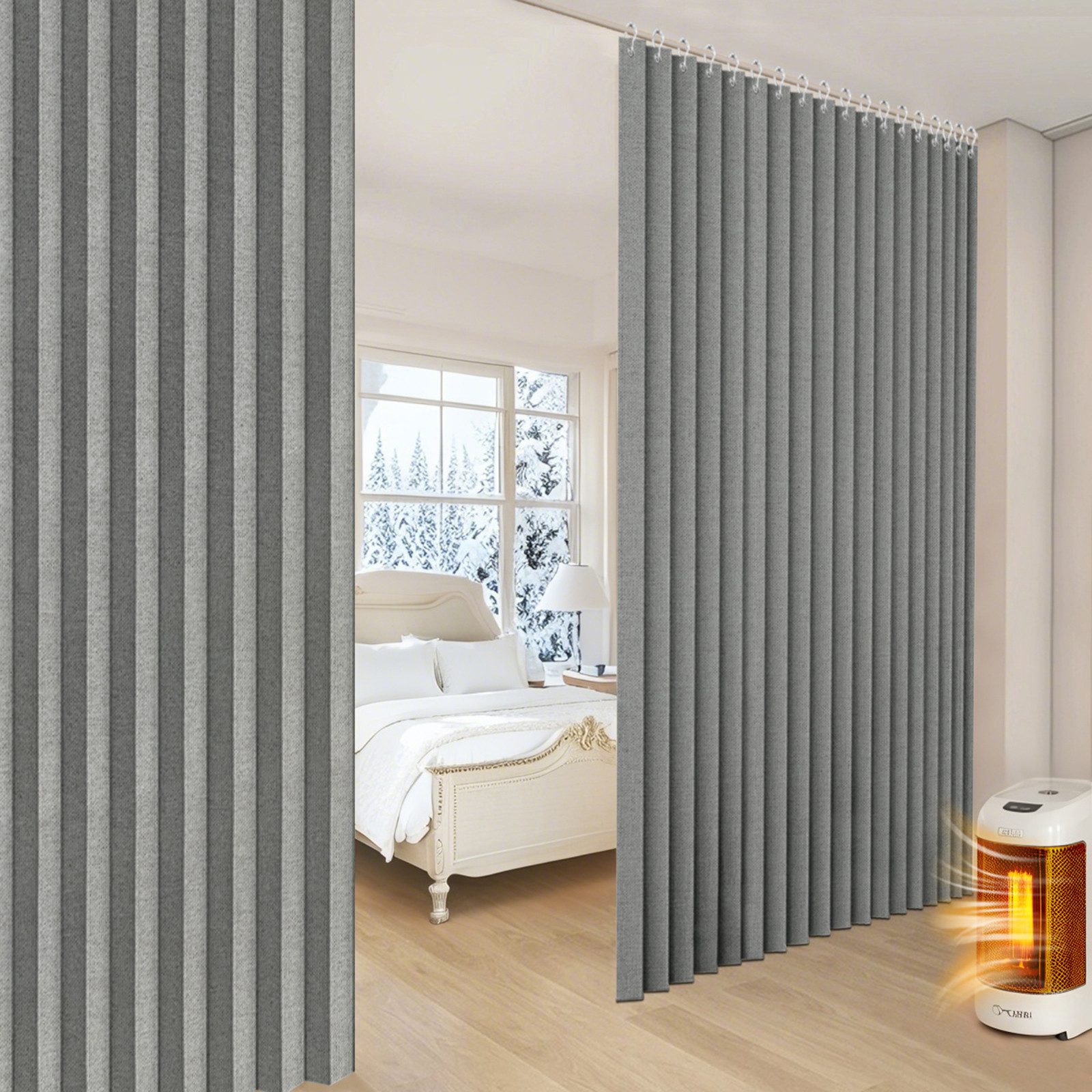 Sunicol Vorhang Wasserdicht Raumteiler Vorhang, Sichtschutzvorhang für Schlafzimmer, Extra breite Wärmeisolierend Trennwand Sichtschutz Fenstervorhänge