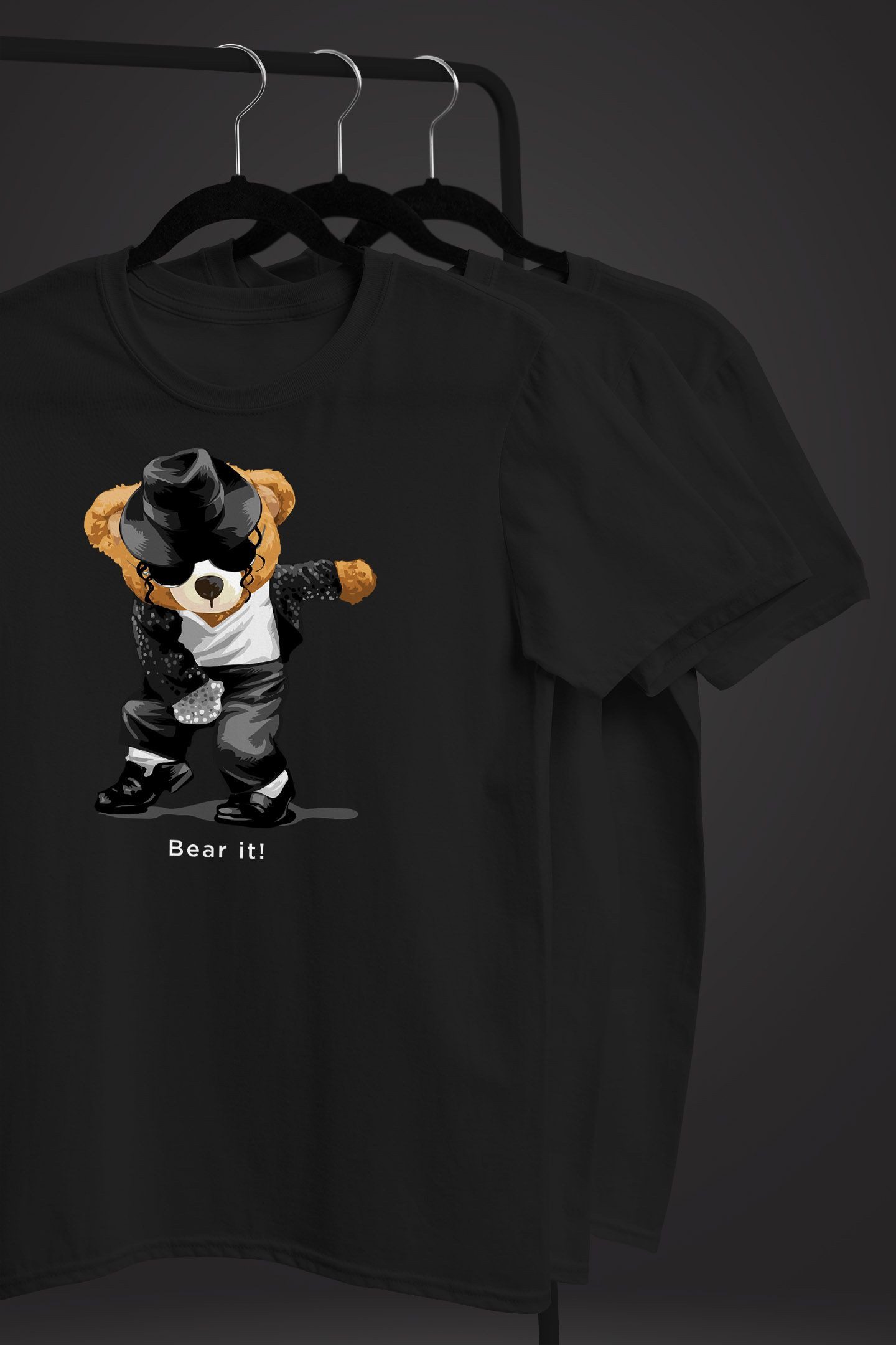 Neverless Print-Shirt Herren T-Shirt Jackson Bear Parodie Bear it! Teddy Bär Musik Print mit Print