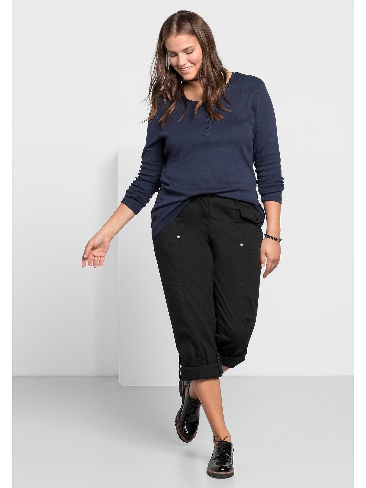 Sheego Cargohose Große Größen Mit Krempelfunktion